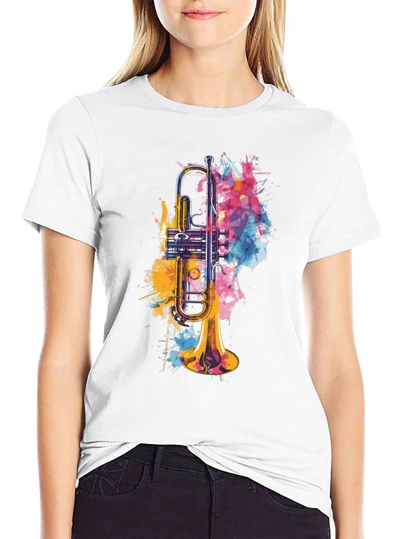 Abstract Trumpet Graphic Tee - Music Lovers T-Shirt