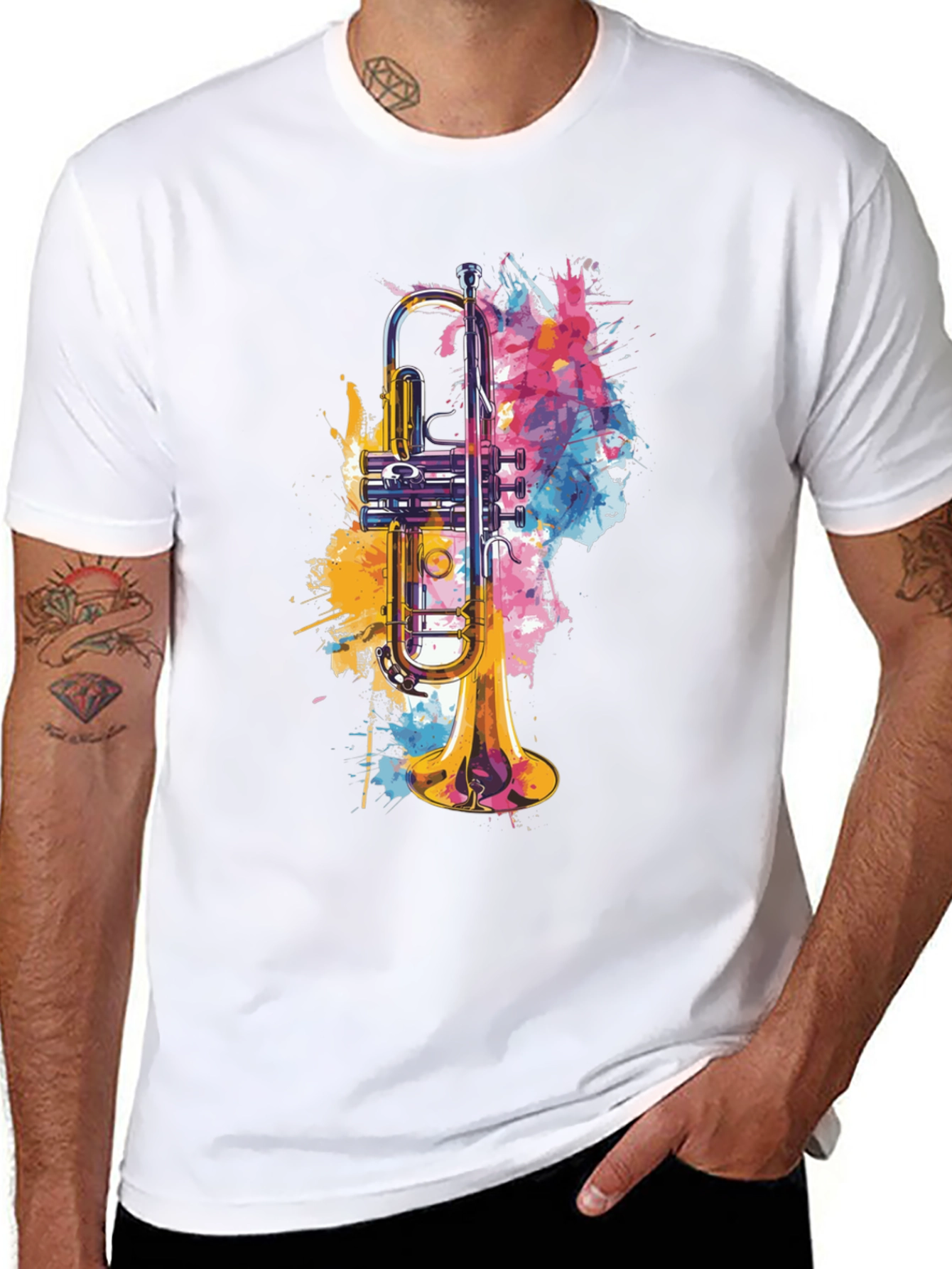 Abstract Trumpet Graphic Tee - Music Lovers T-Shirt