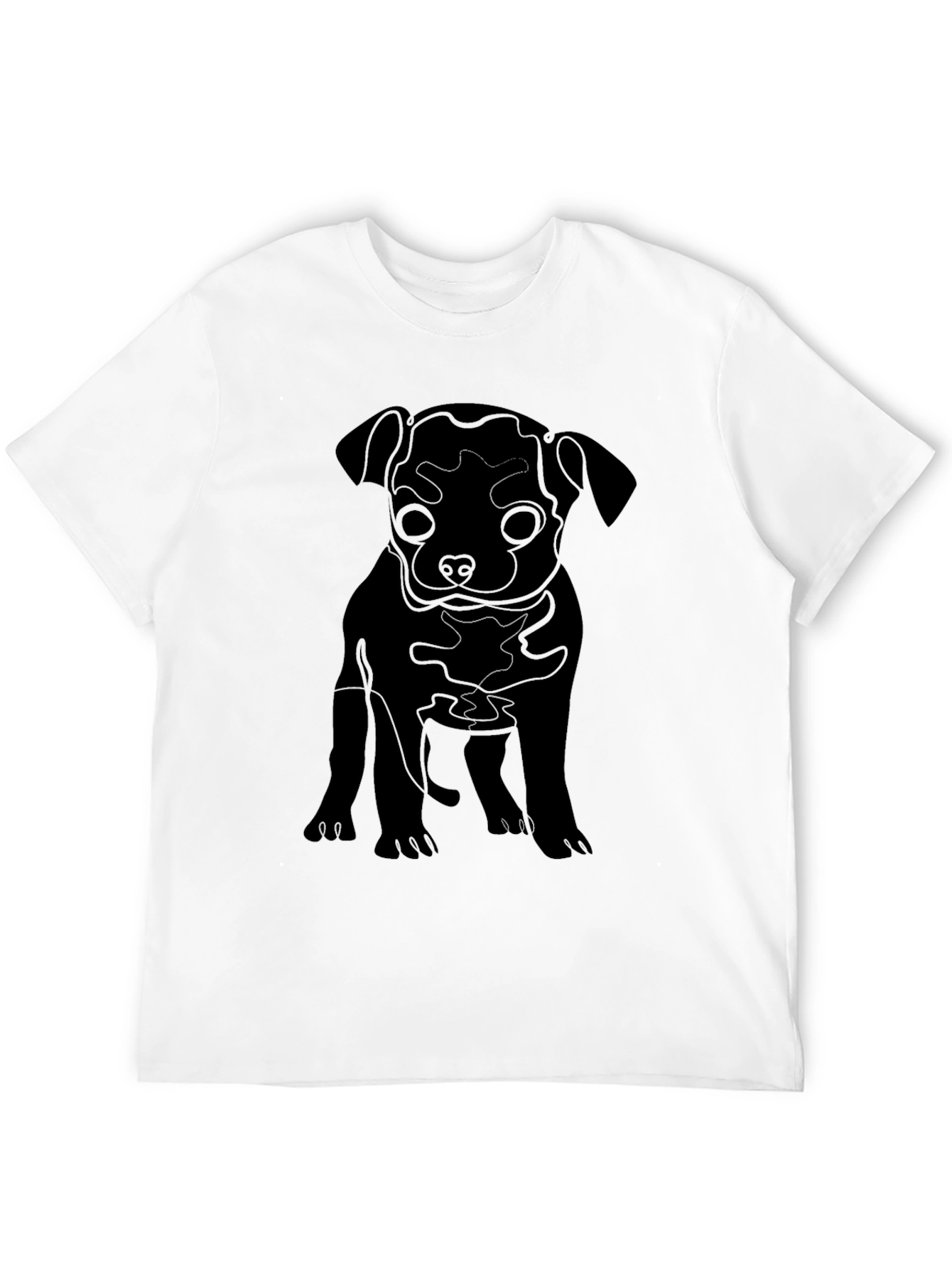 Black Puppy Line Art Graphic Tee