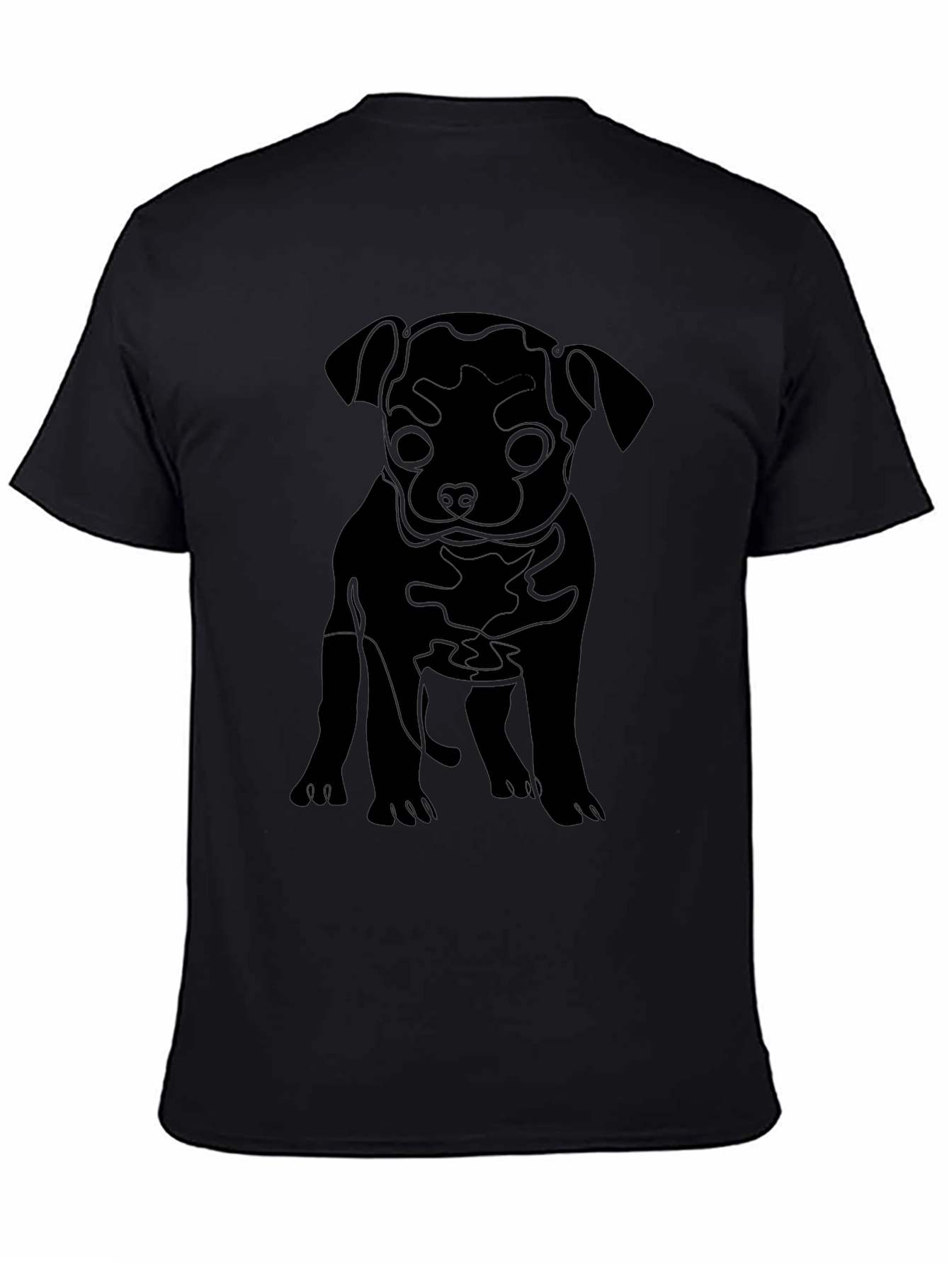 Black Puppy Line Art Graphic Tee