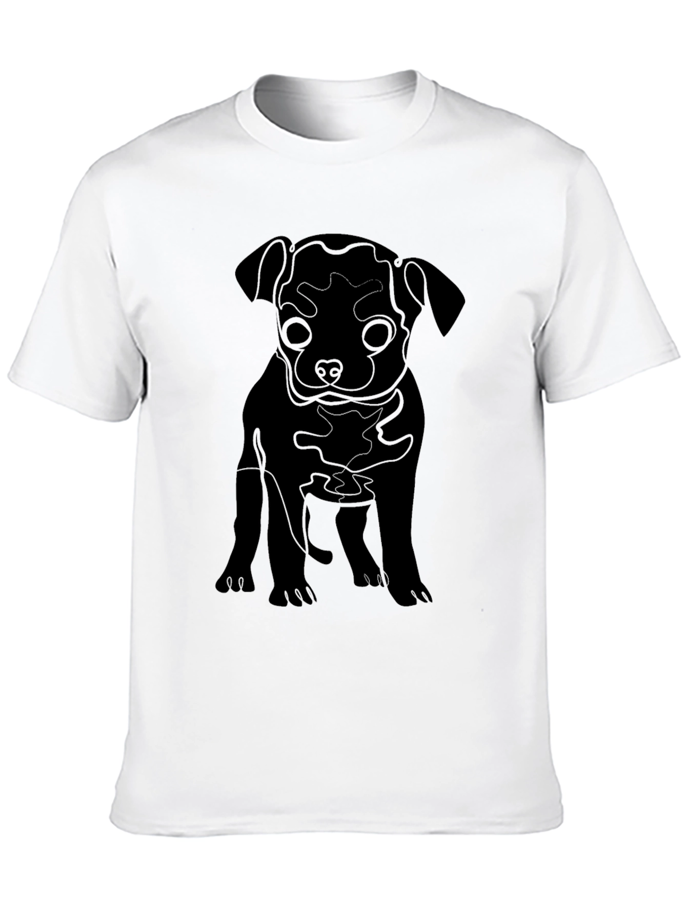 Black Puppy Line Art Graphic Tee