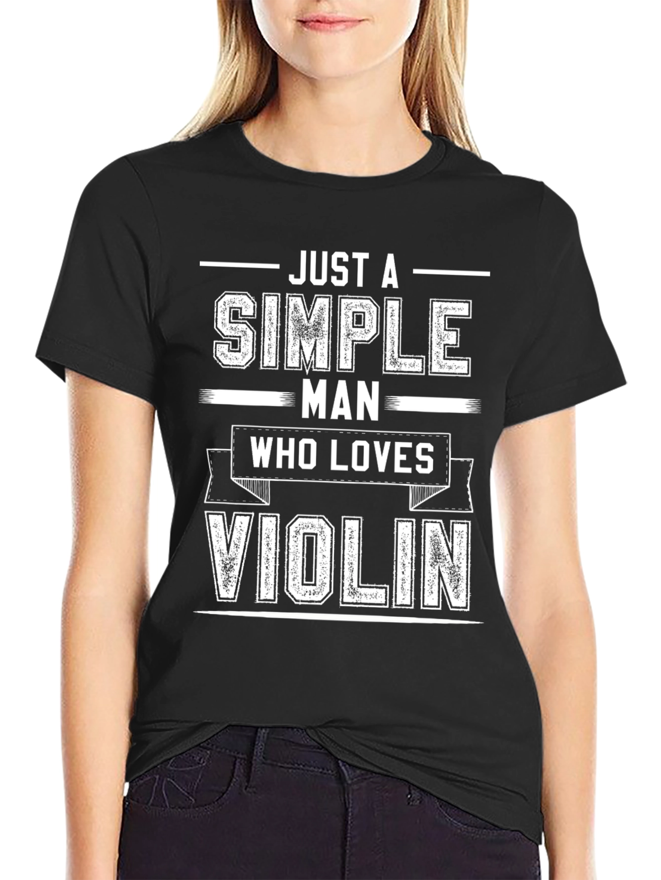 Simple Man Violin Lover T-Shirt - Black