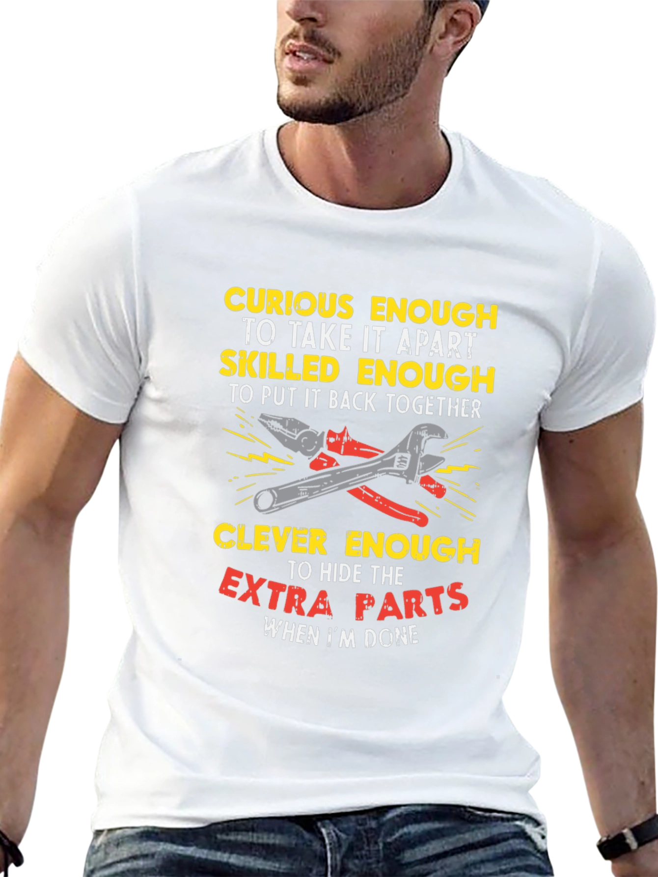 Curious Enough Mechanic T-Shirt - Clever Humor Tee