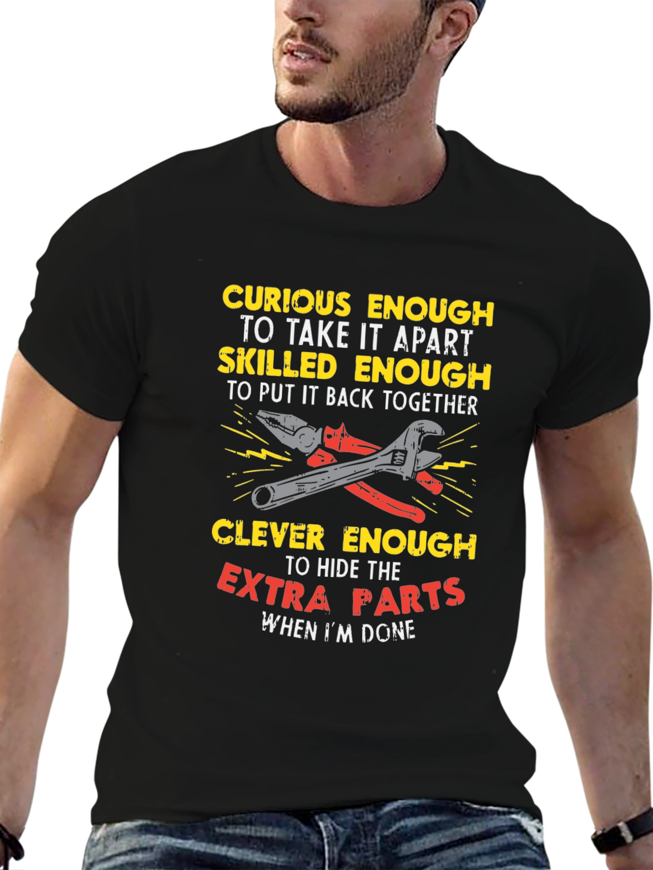 Curious Enough Mechanic T-Shirt - Clever Humor Tee