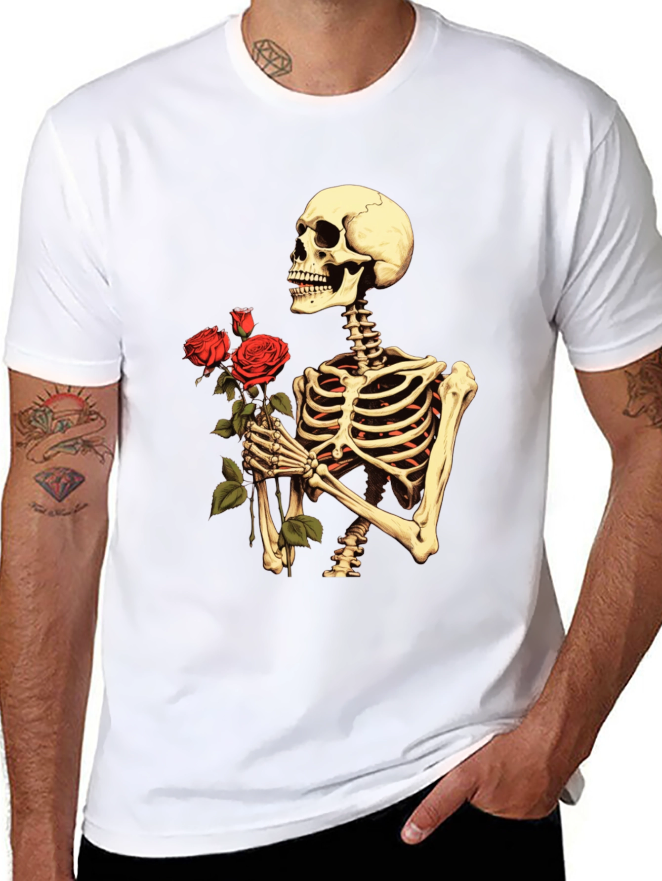 Skeleton Rose Graphic T-Shirt