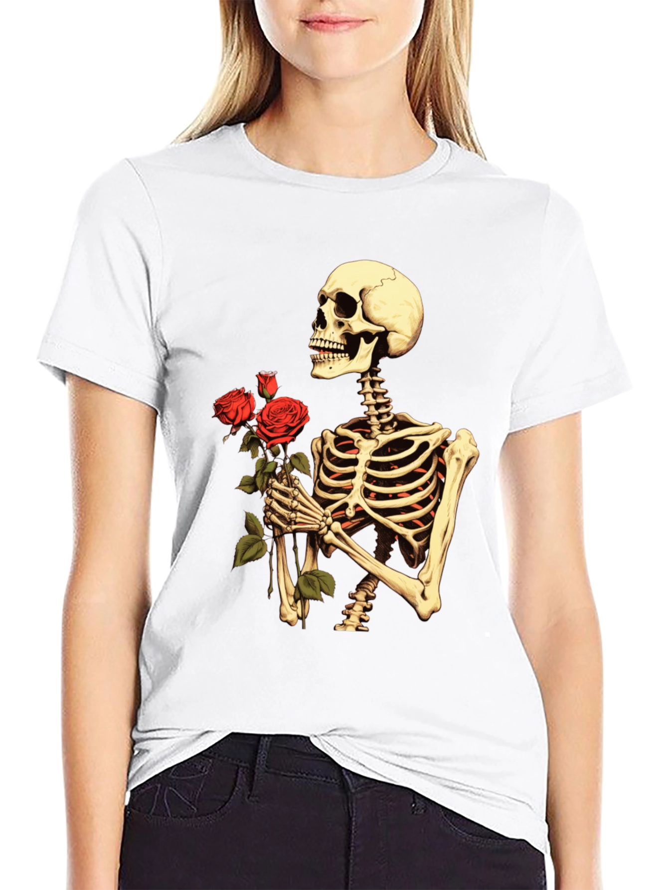 Skeleton Rose Graphic T-Shirt