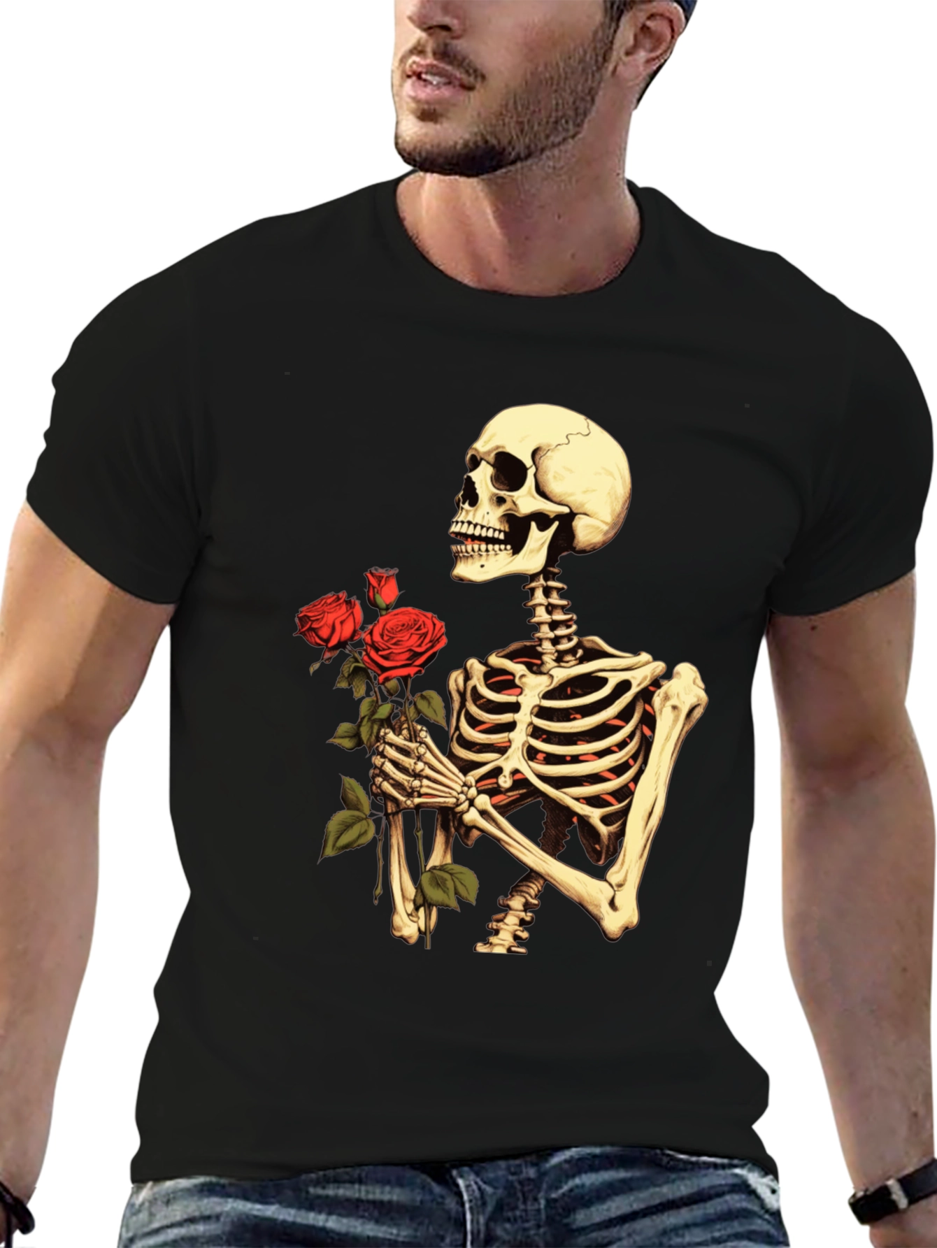 Skeleton Rose Graphic T-Shirt