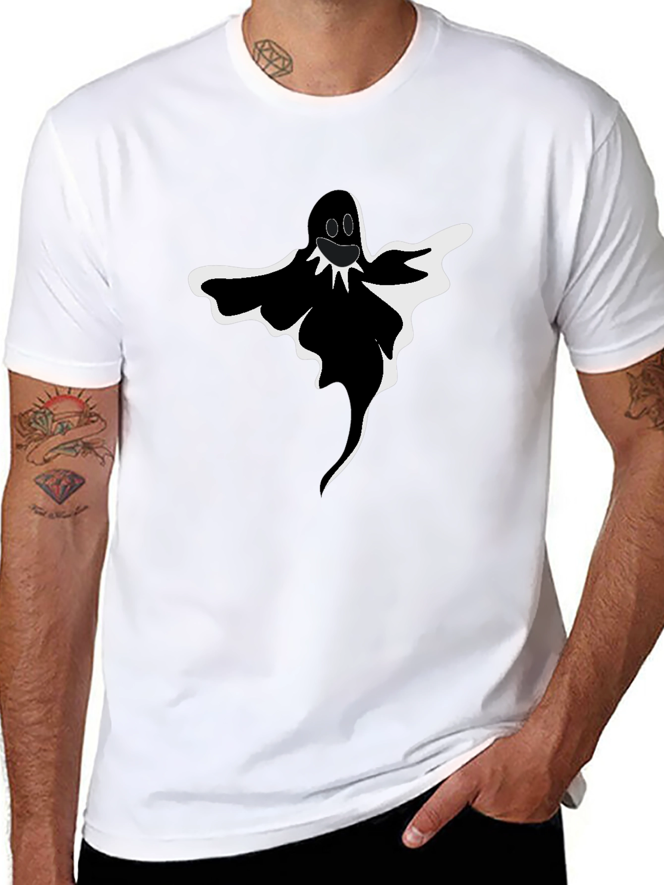 Spooky Ghost Graphic Tee - Halloween Style
