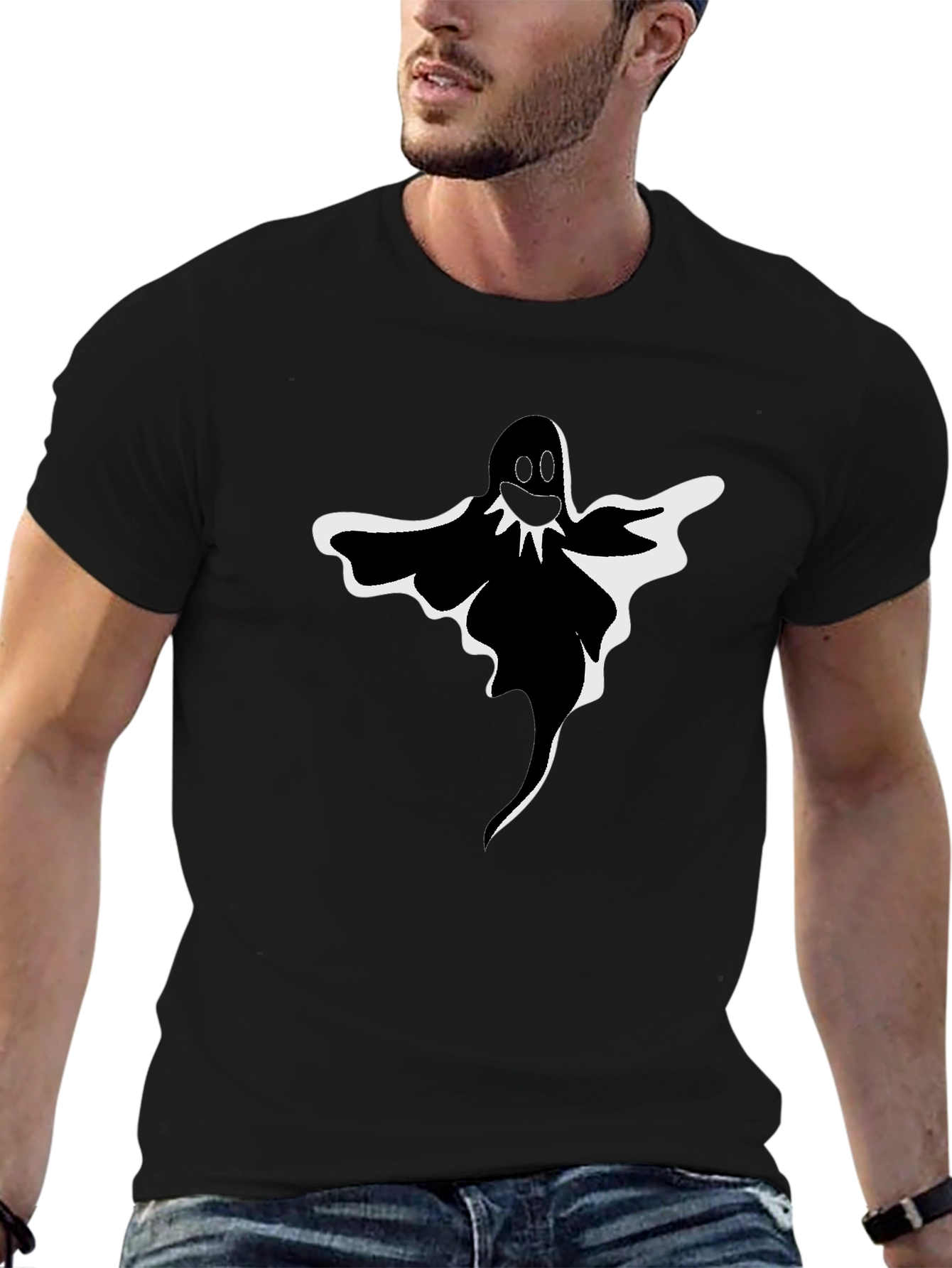 Spooky Ghost Graphic Tee - Halloween Style
