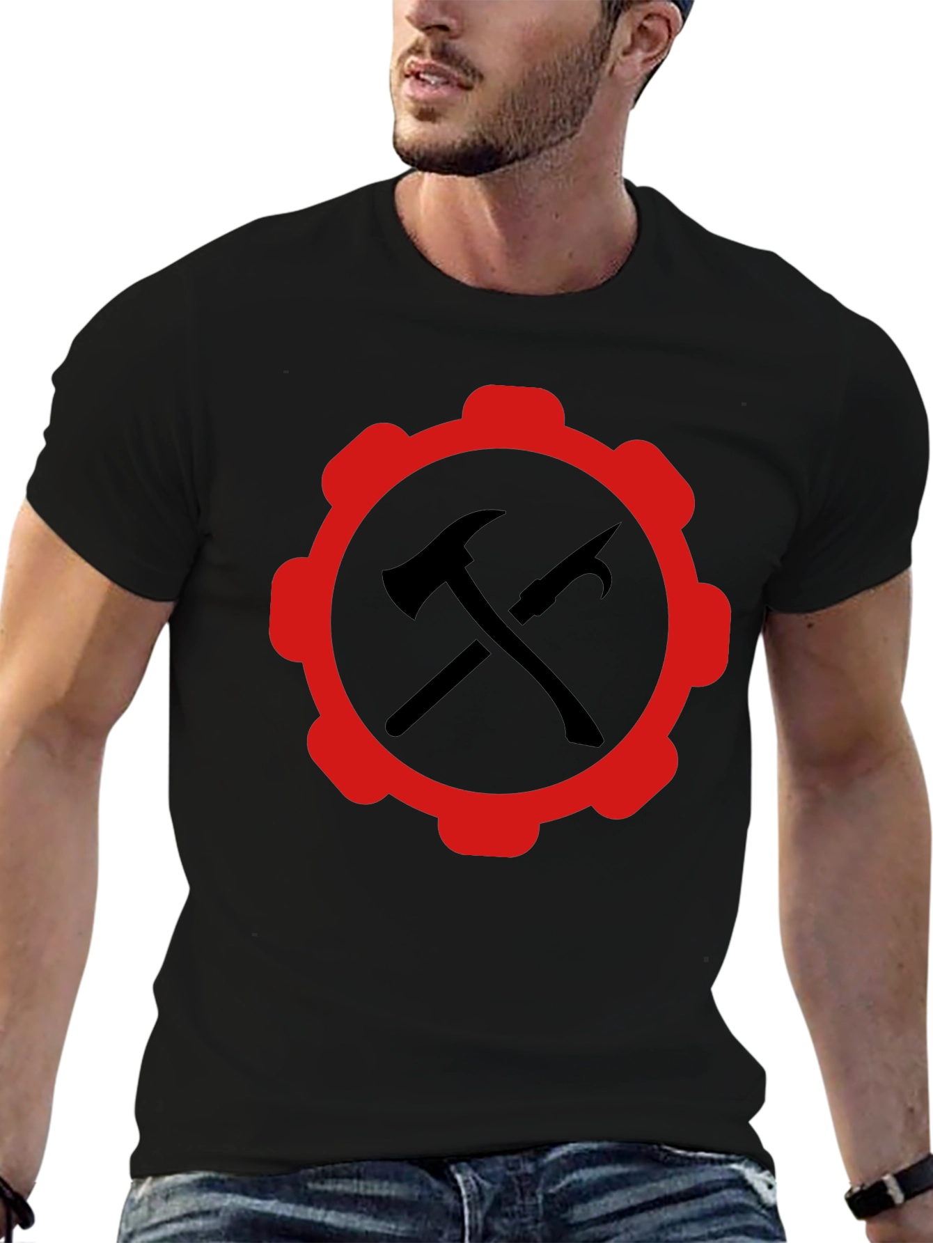 Red Gear Black Hammer Axe T-Shirt