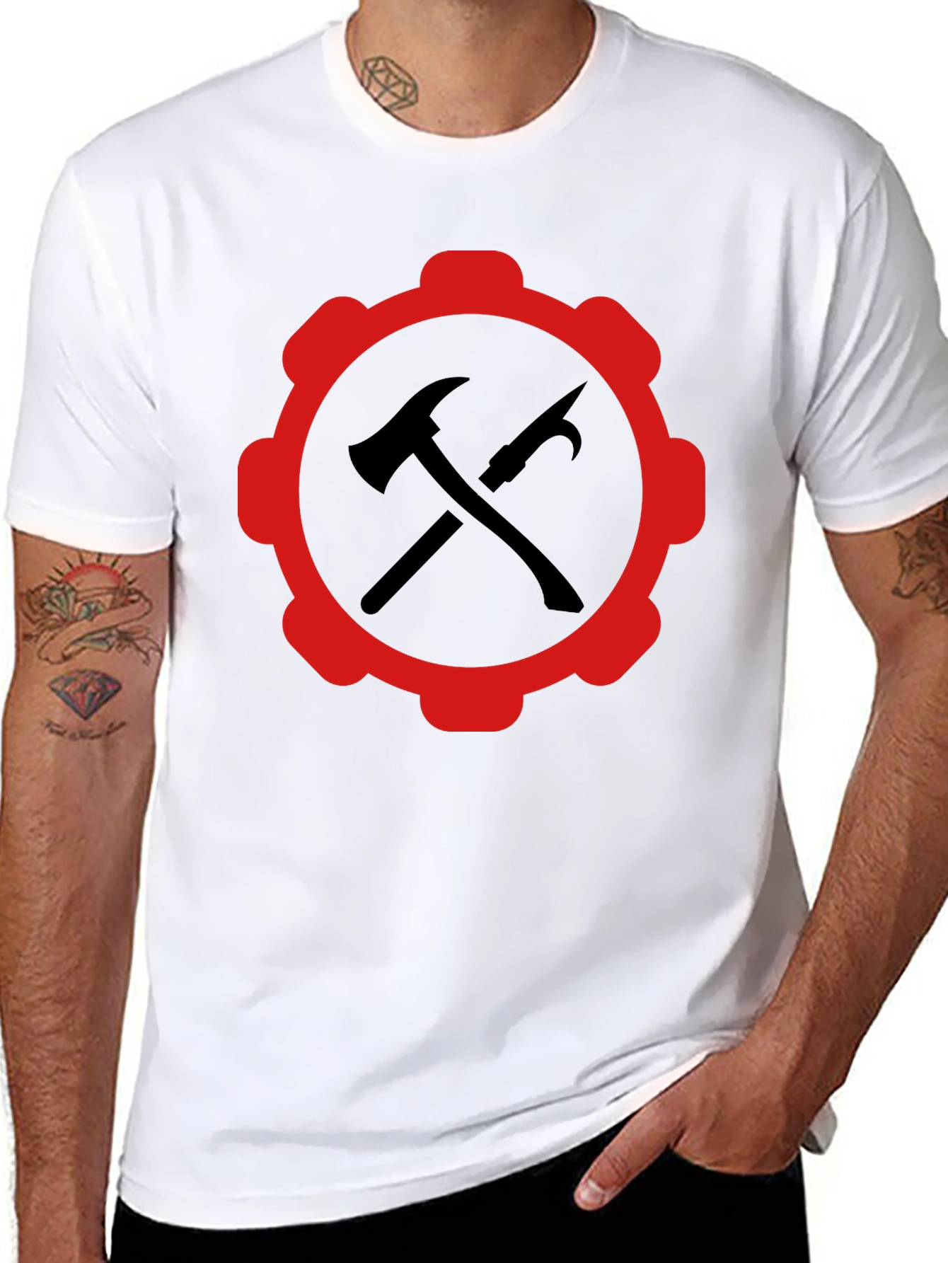 Red Gear Black Hammer Axe T-Shirt