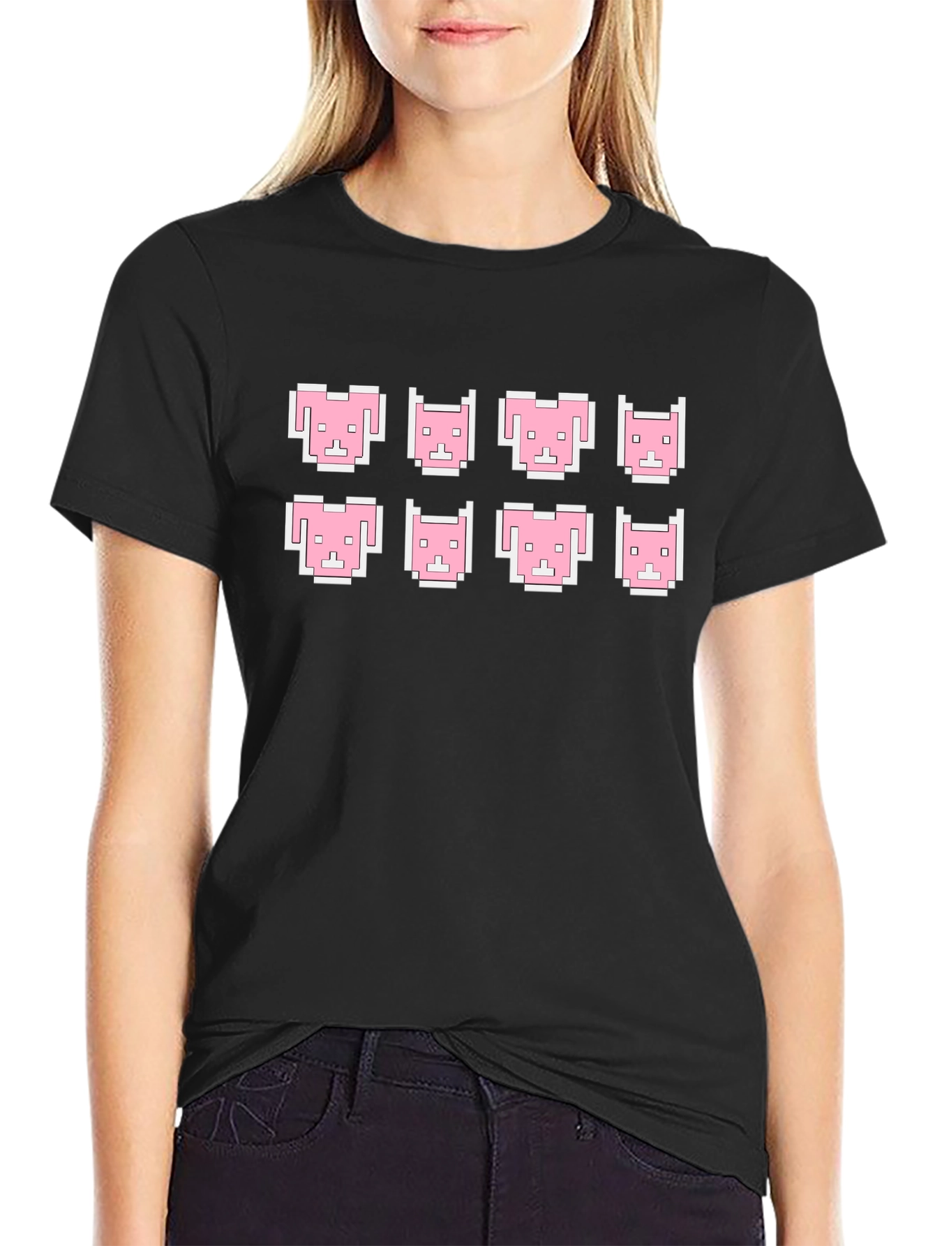 Retro Pixelated Pink Bear T-Shirt