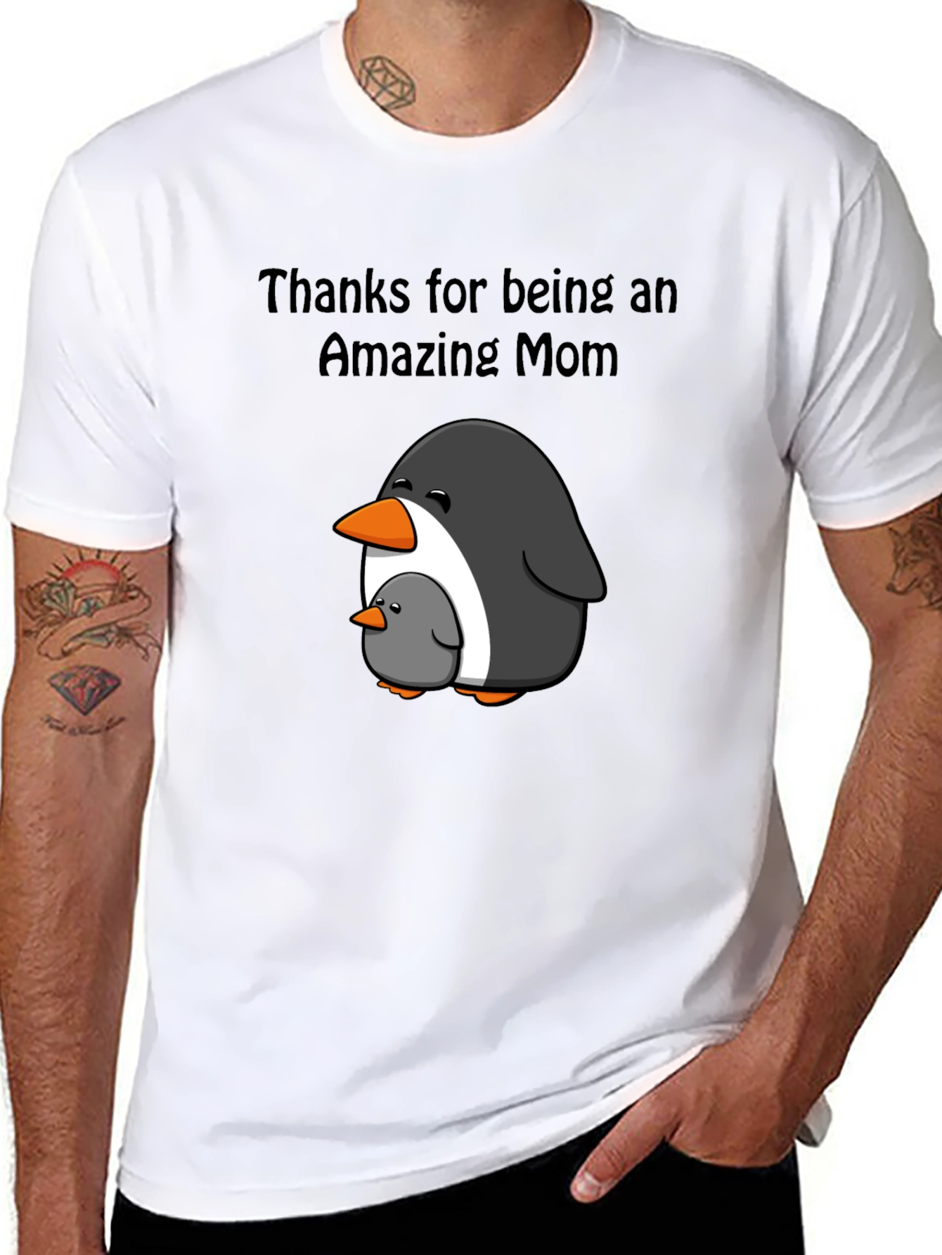 Amazing Mom Penguin Graphic T-Shirt