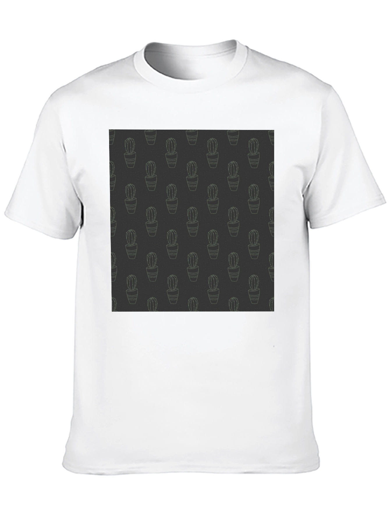 Cactus Pattern Mens Black Tee - Unique Design