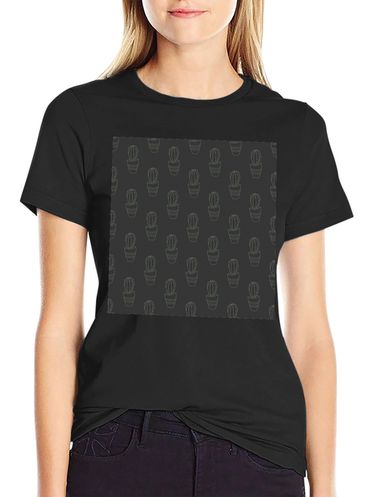 Cactus Pattern Mens Black Tee - Unique Design