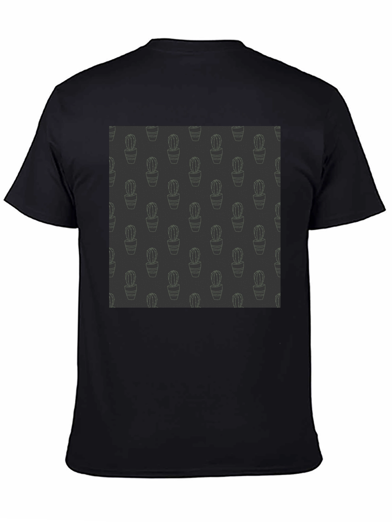 Cactus Pattern Mens Black Tee - Unique Design