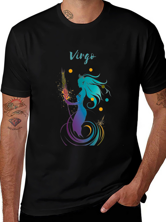 Virgo Zodiac Graphic T-Shirt - Black