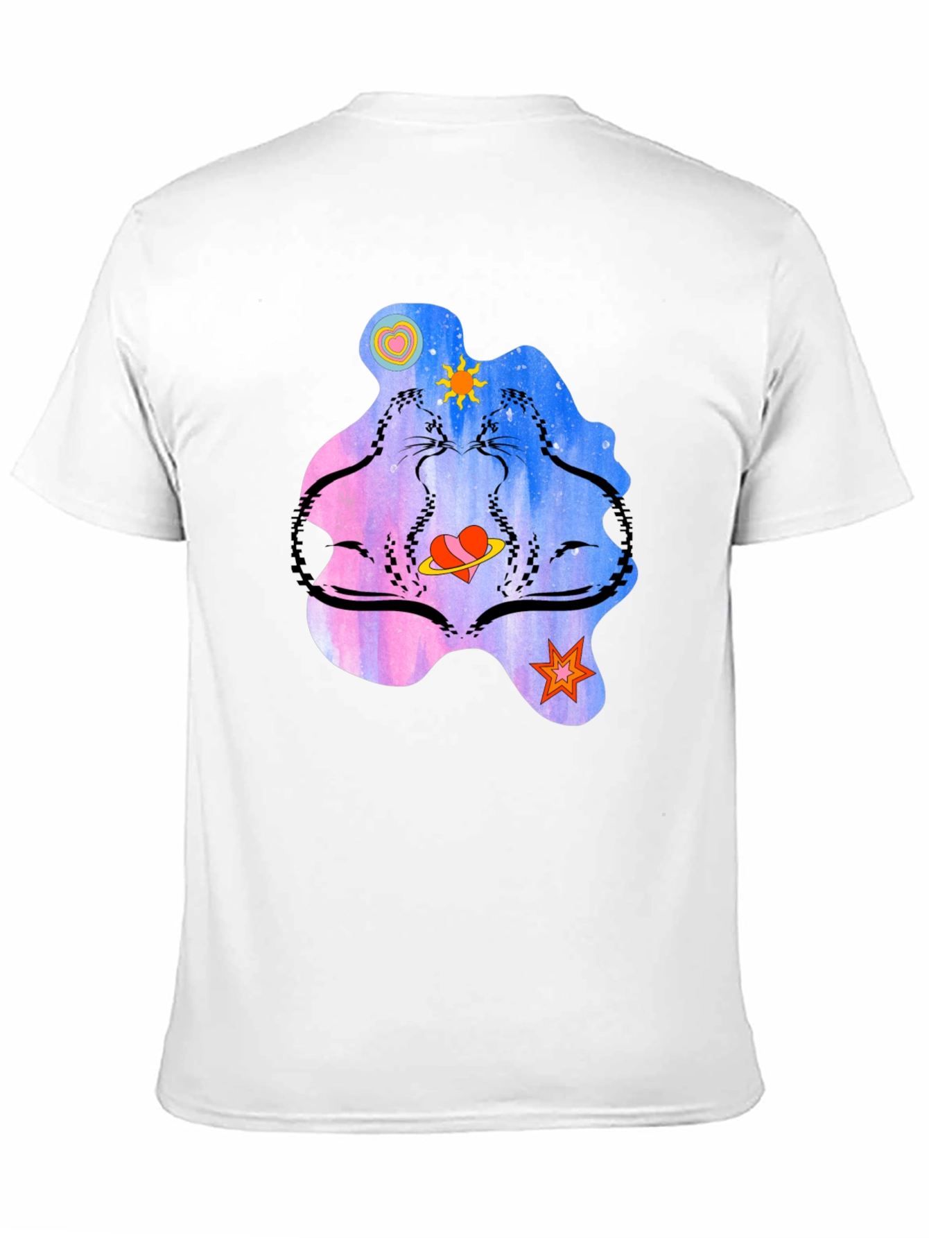 Cosmic Cats Graphic T-Shirt - Black
