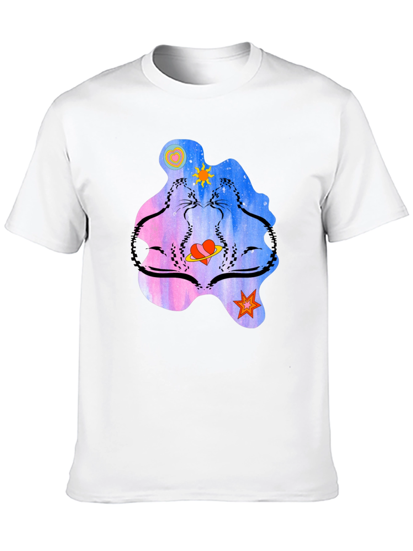 Cosmic Cats Graphic T-Shirt - Black