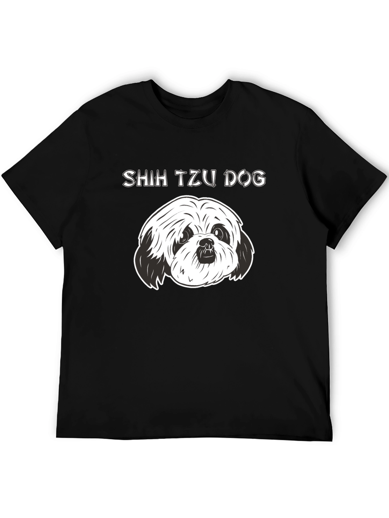 Shih Tzu Dog Graphic Black T-Shirt