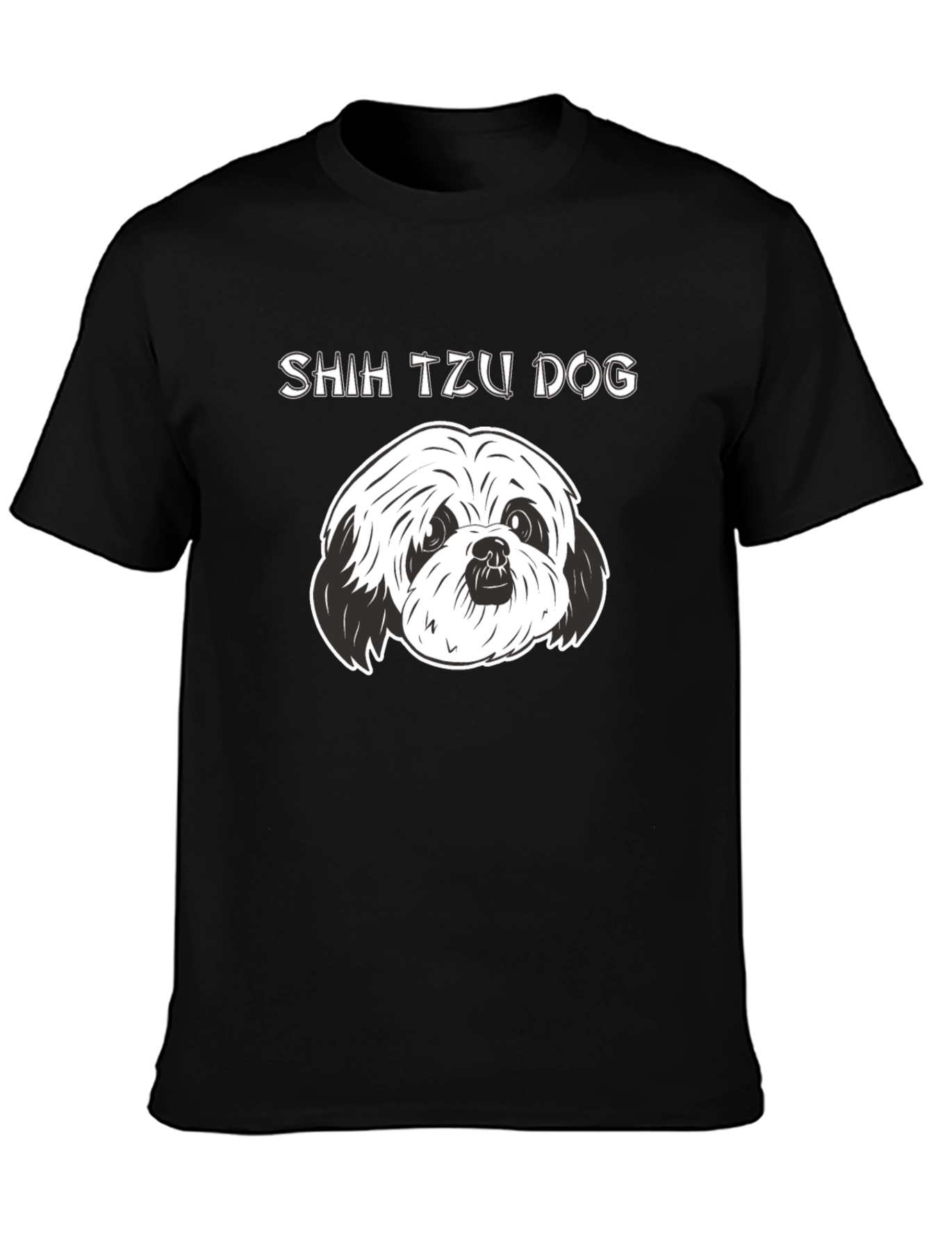 Shih Tzu Dog Graphic Black T-Shirt
