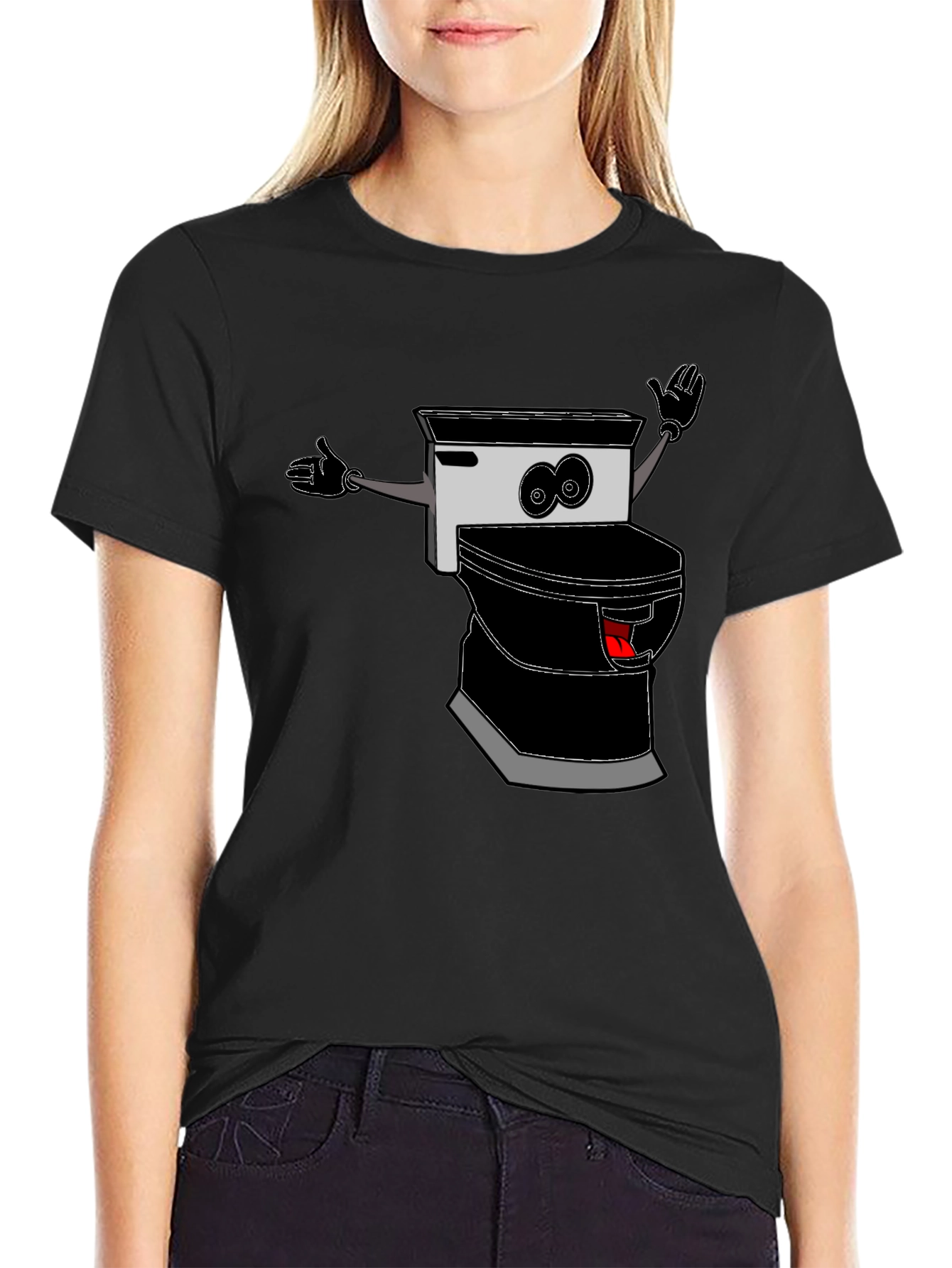 Cartoon Toilet T-Shirt - Black Humor Tee