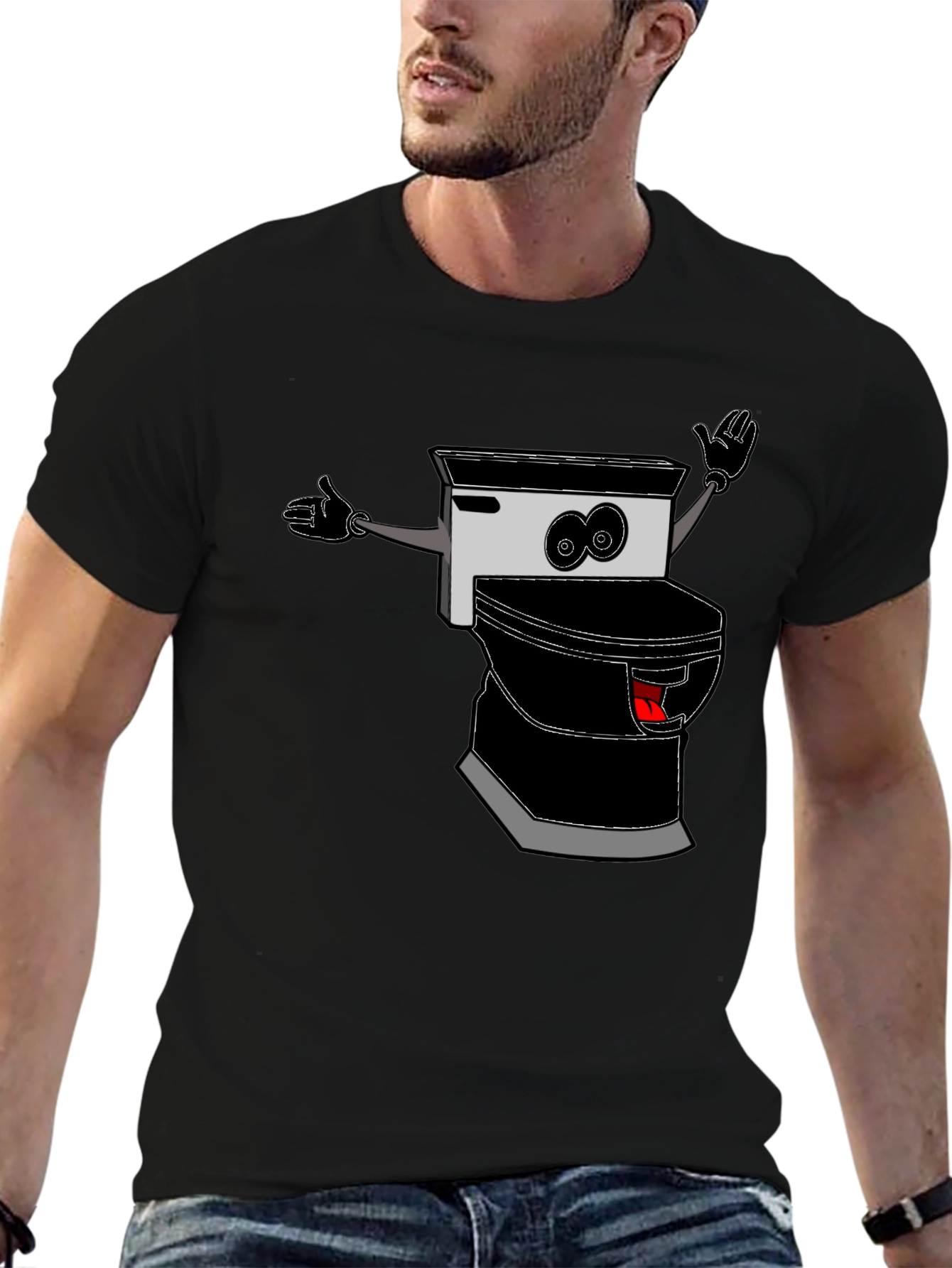 Cartoon Toilet T-Shirt - Black Humor Tee