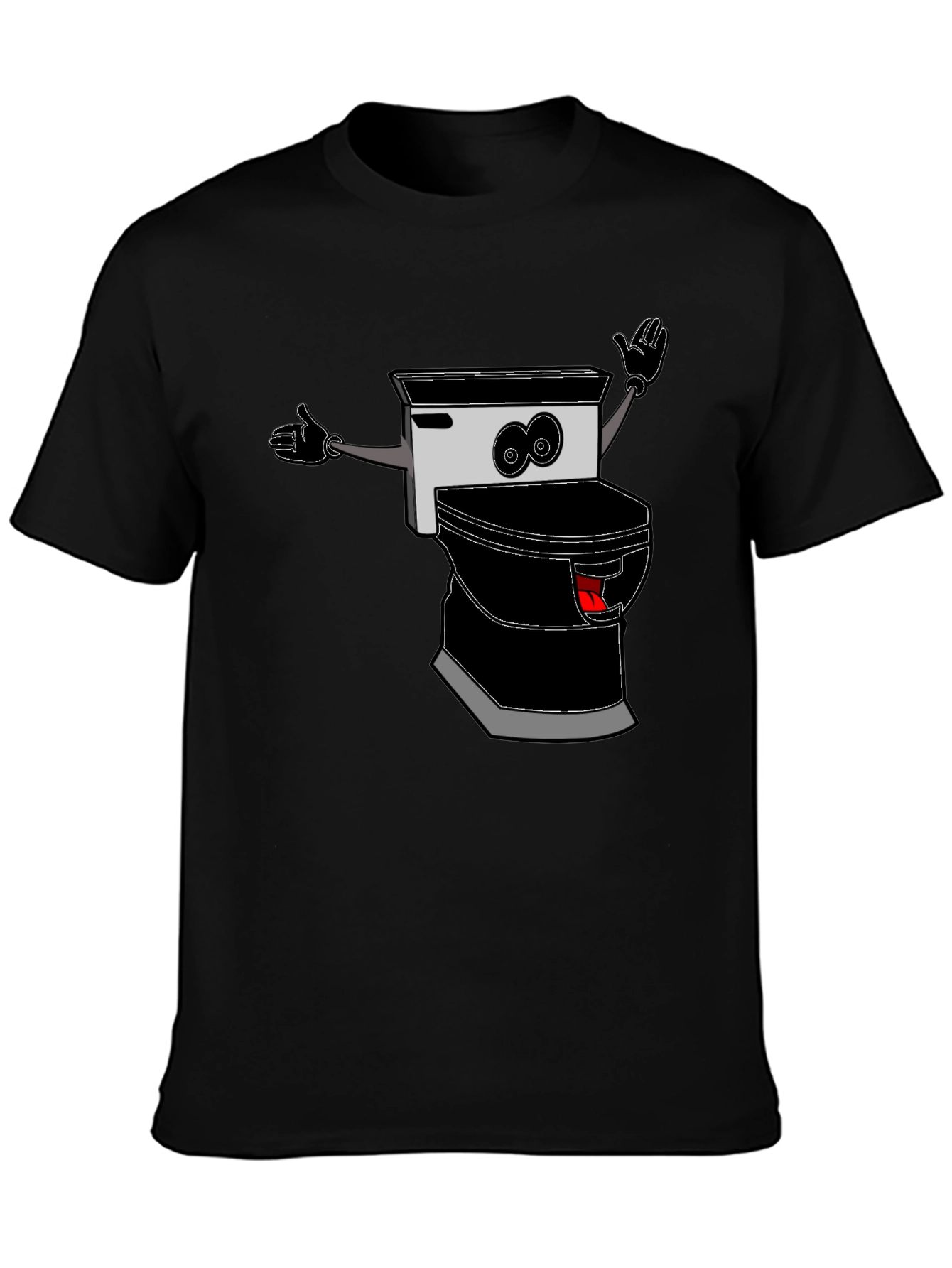 Cartoon Toilet T-Shirt - Black Humor Tee