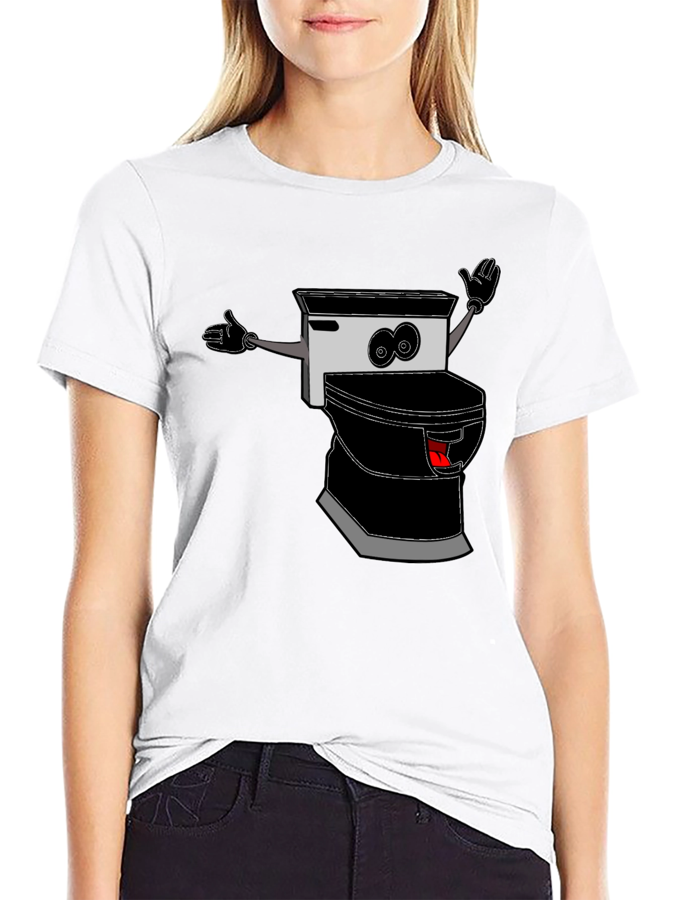 Cartoon Toilet T-Shirt - Black Humor Tee