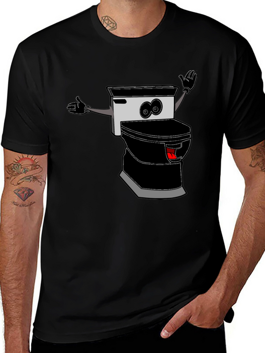 Cartoon Toilet T-Shirt - Black Humor Tee