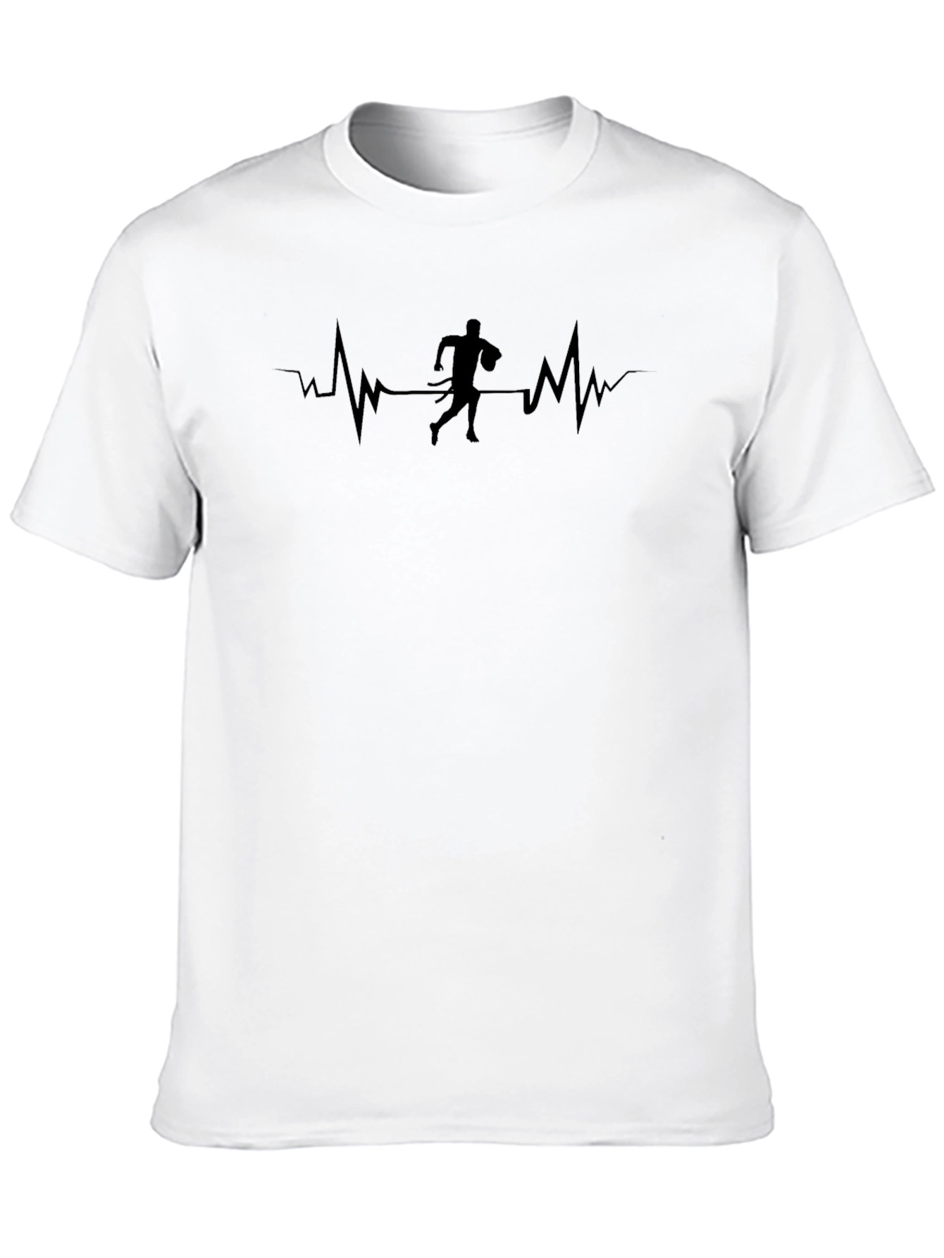 Rugby Heartbeat T-Shirt - Black Cotton Tee