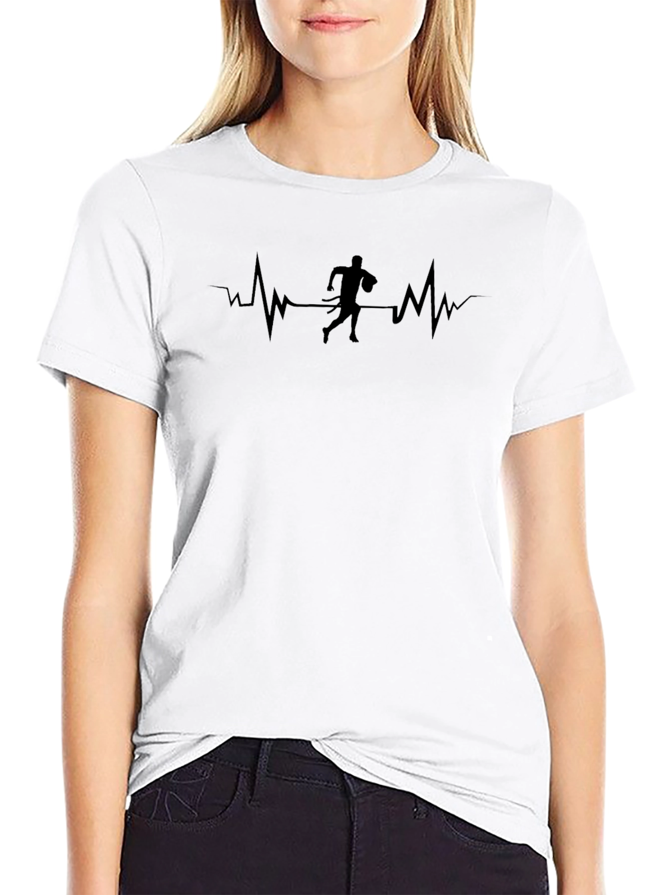 Rugby Heartbeat T-Shirt - Black Cotton Tee