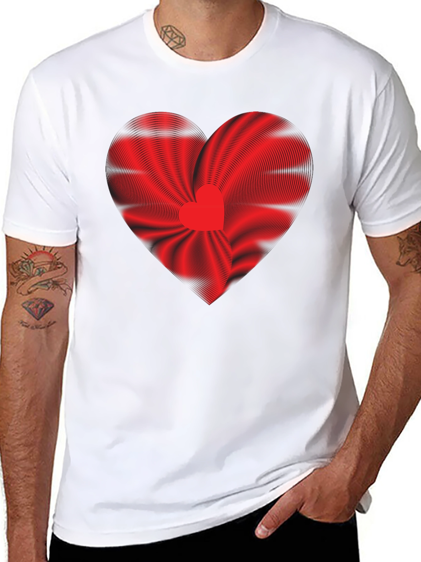 Abstract Heart Graphic Black T-Shirt
