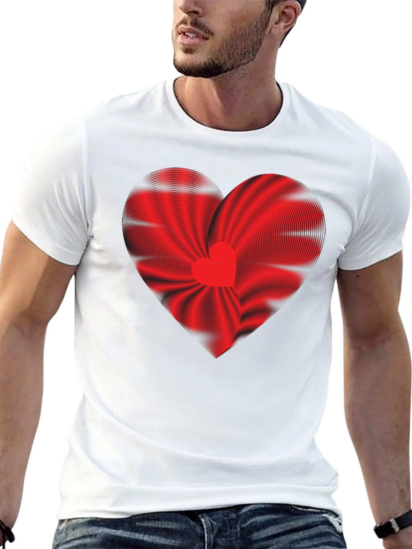 Abstract Heart Graphic Black T-Shirt