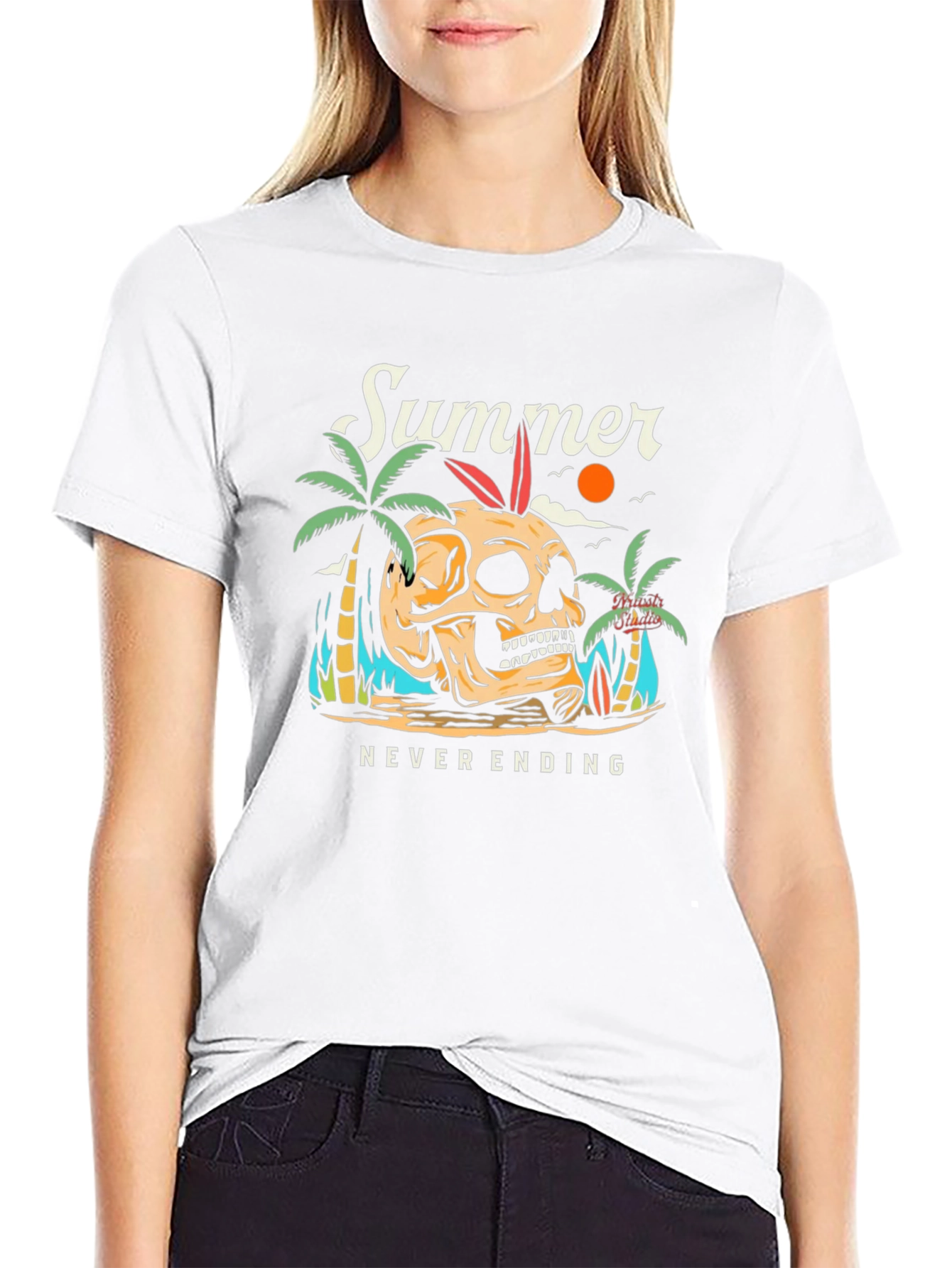 Summer Never Ending Skull Graphic T-Shirt