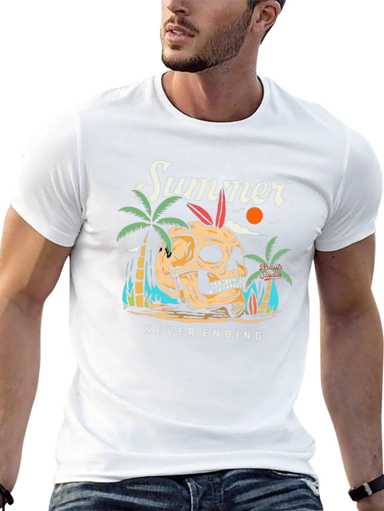 Summer Never Ending Skull Graphic T-Shirt