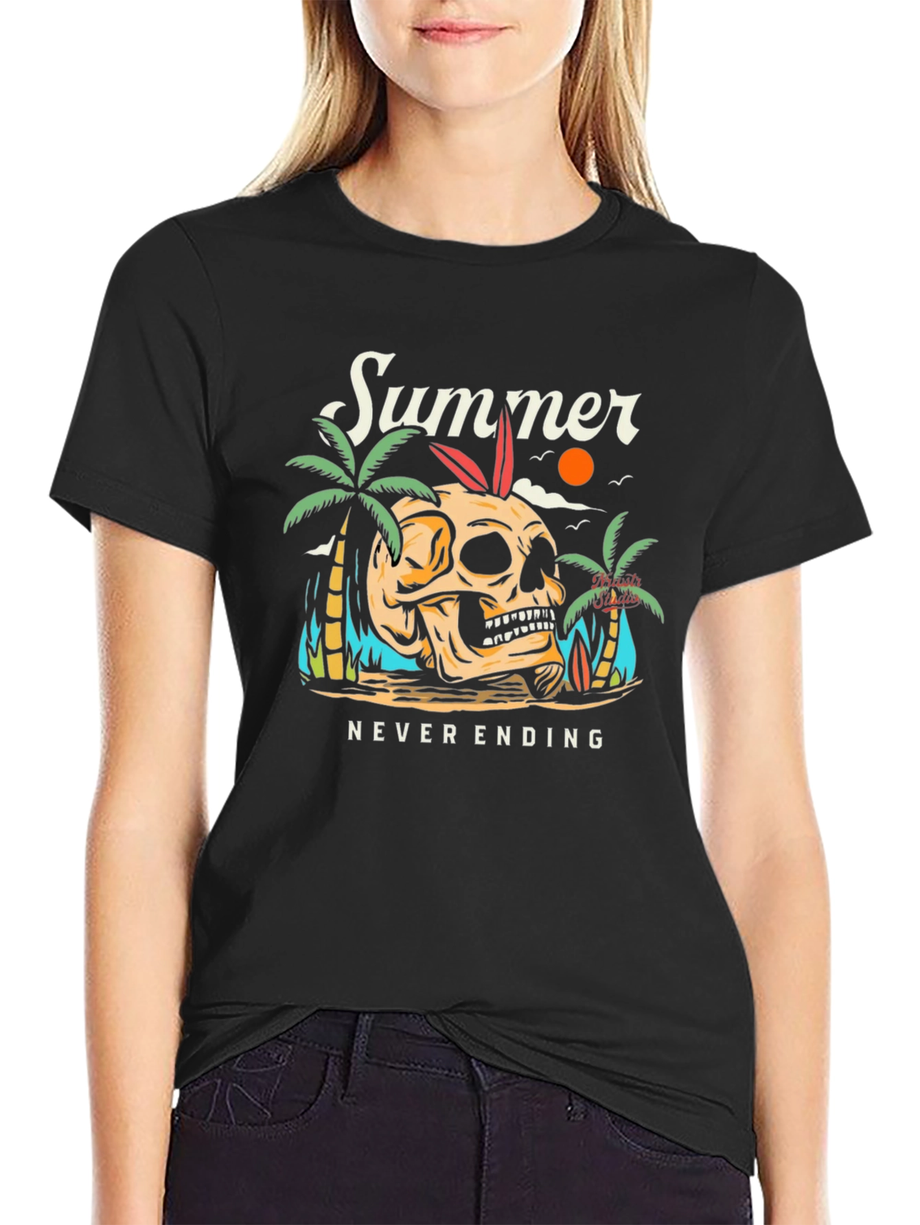 Summer Never Ending Skull Graphic T-Shirt