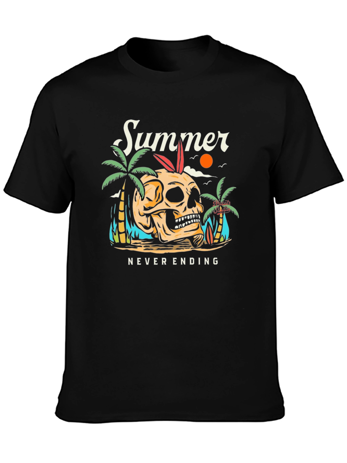 Summer Never Ending Skull Graphic T-Shirt