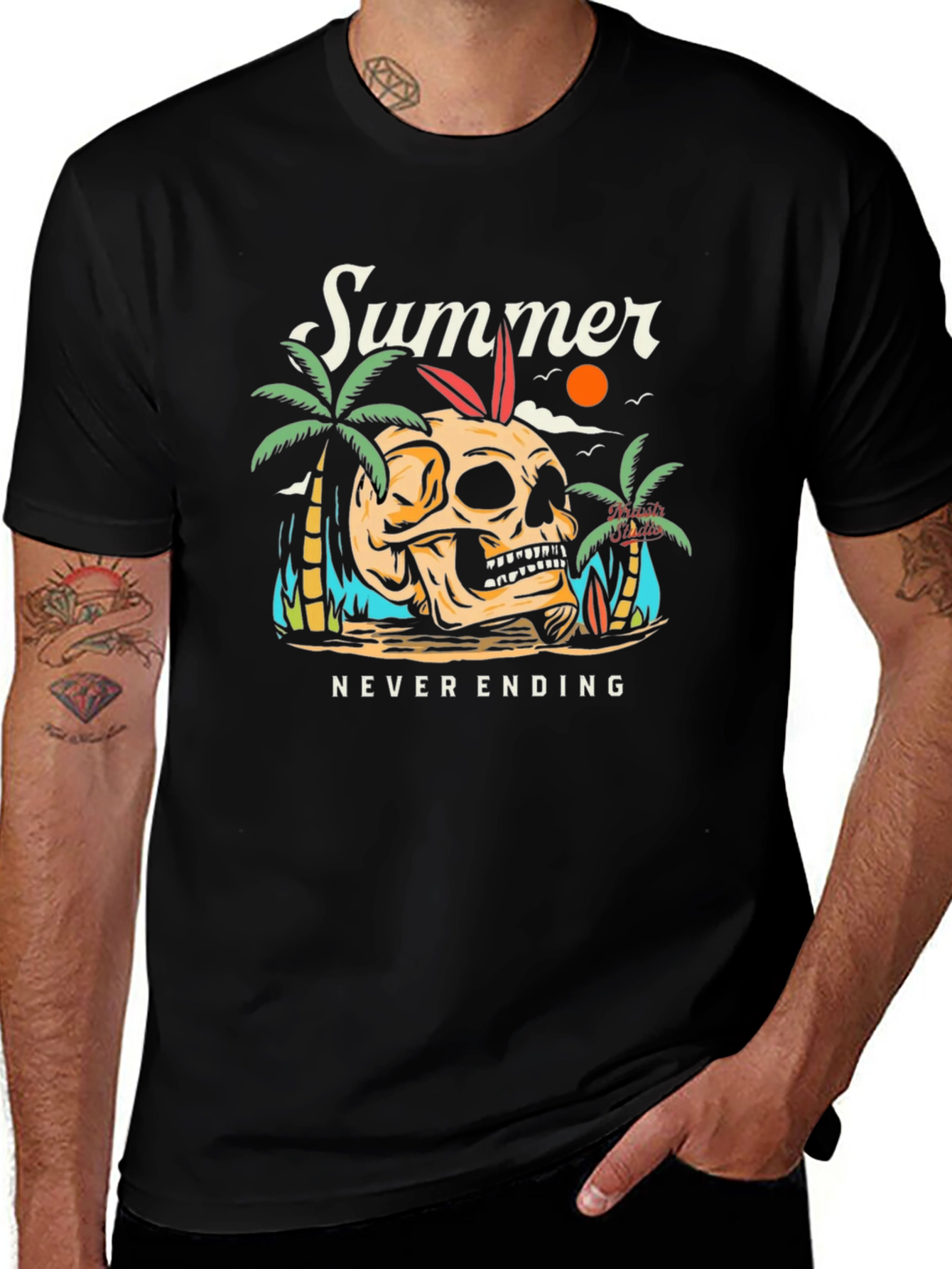 Summer Never Ending Skull Graphic T-Shirt