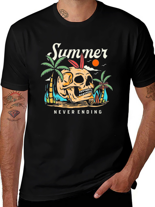 Summer Never Ending Skull Graphic T-Shirt