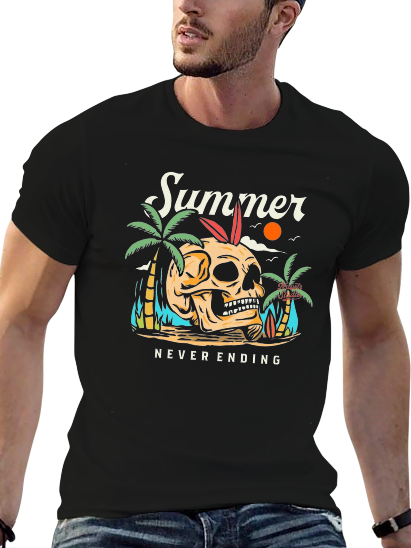 Summer Never Ending Skull Graphic T-Shirt