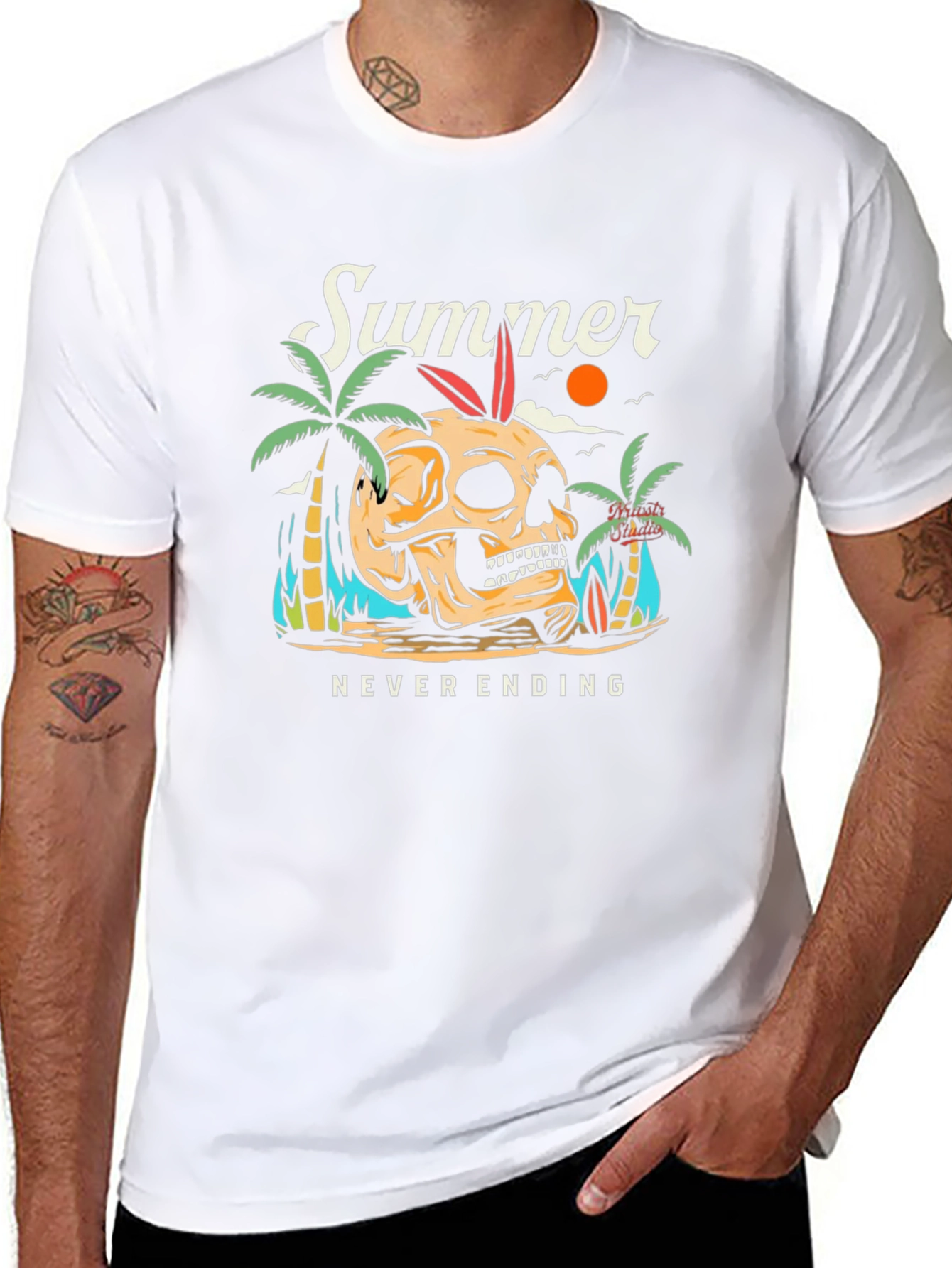 Summer Never Ending Skull Graphic T-Shirt