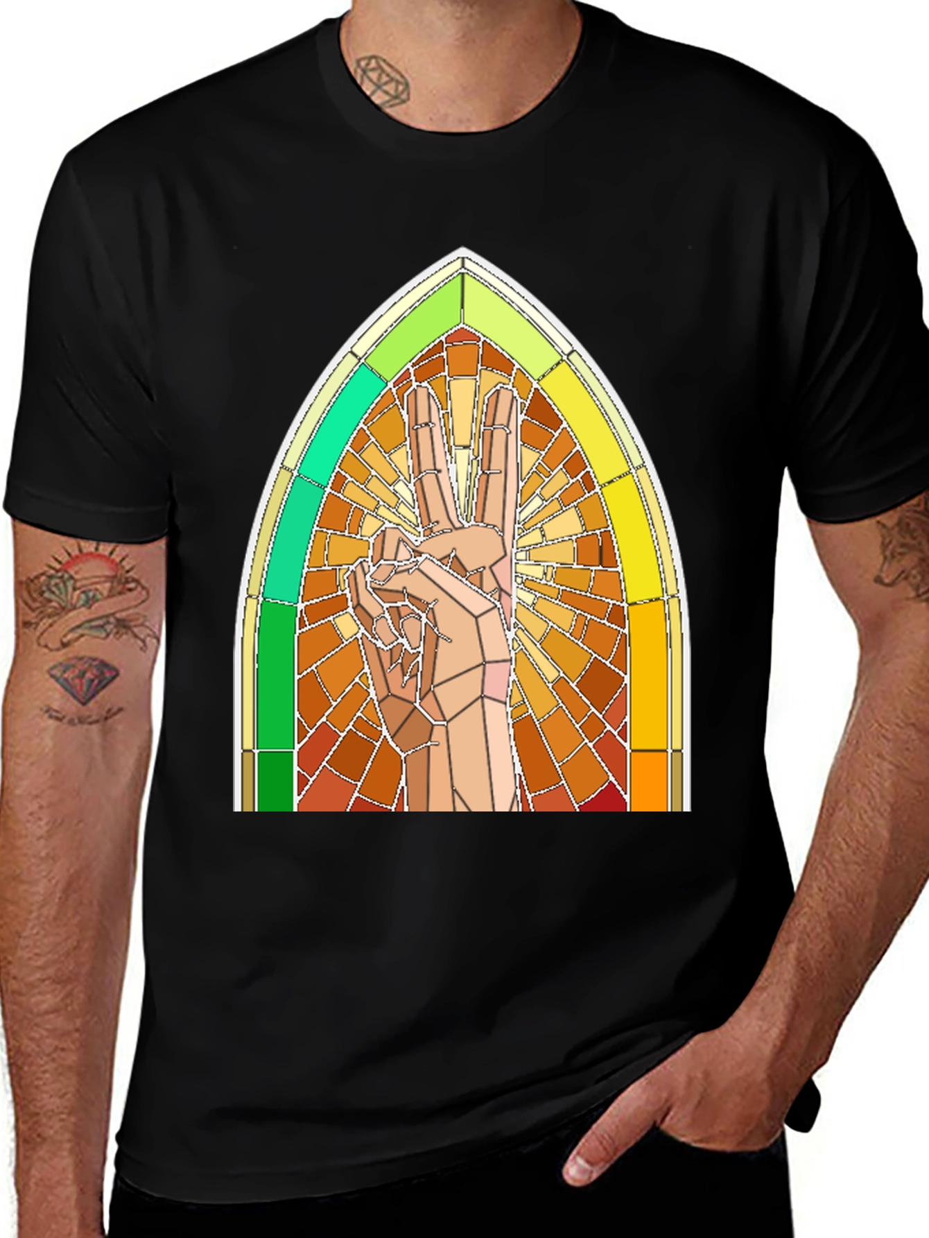 Stained Glass Peace Sign T-Shirt