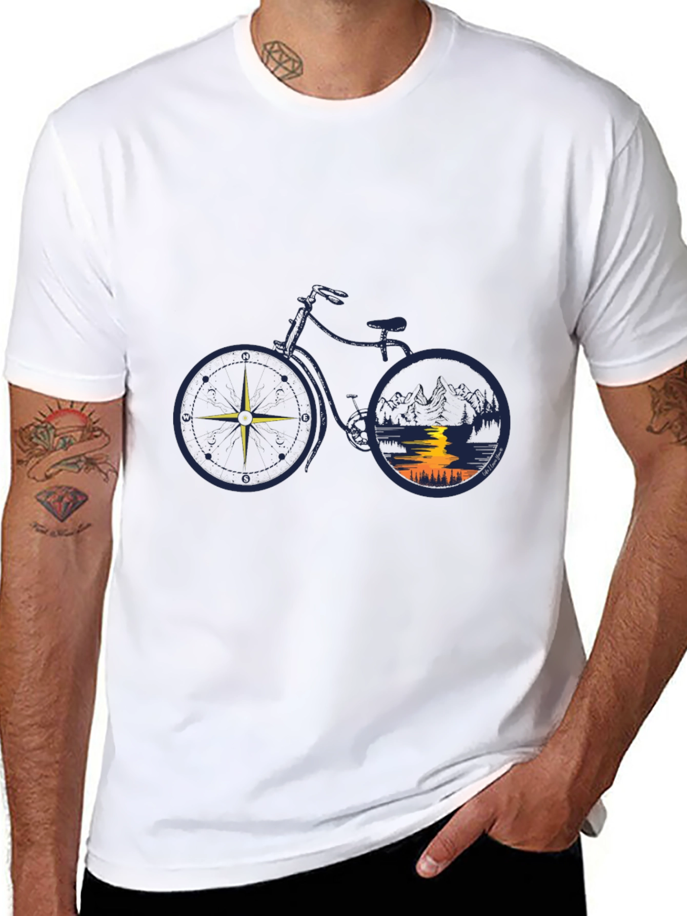 Compass Bike Graphic Tee - Adventure Awaits