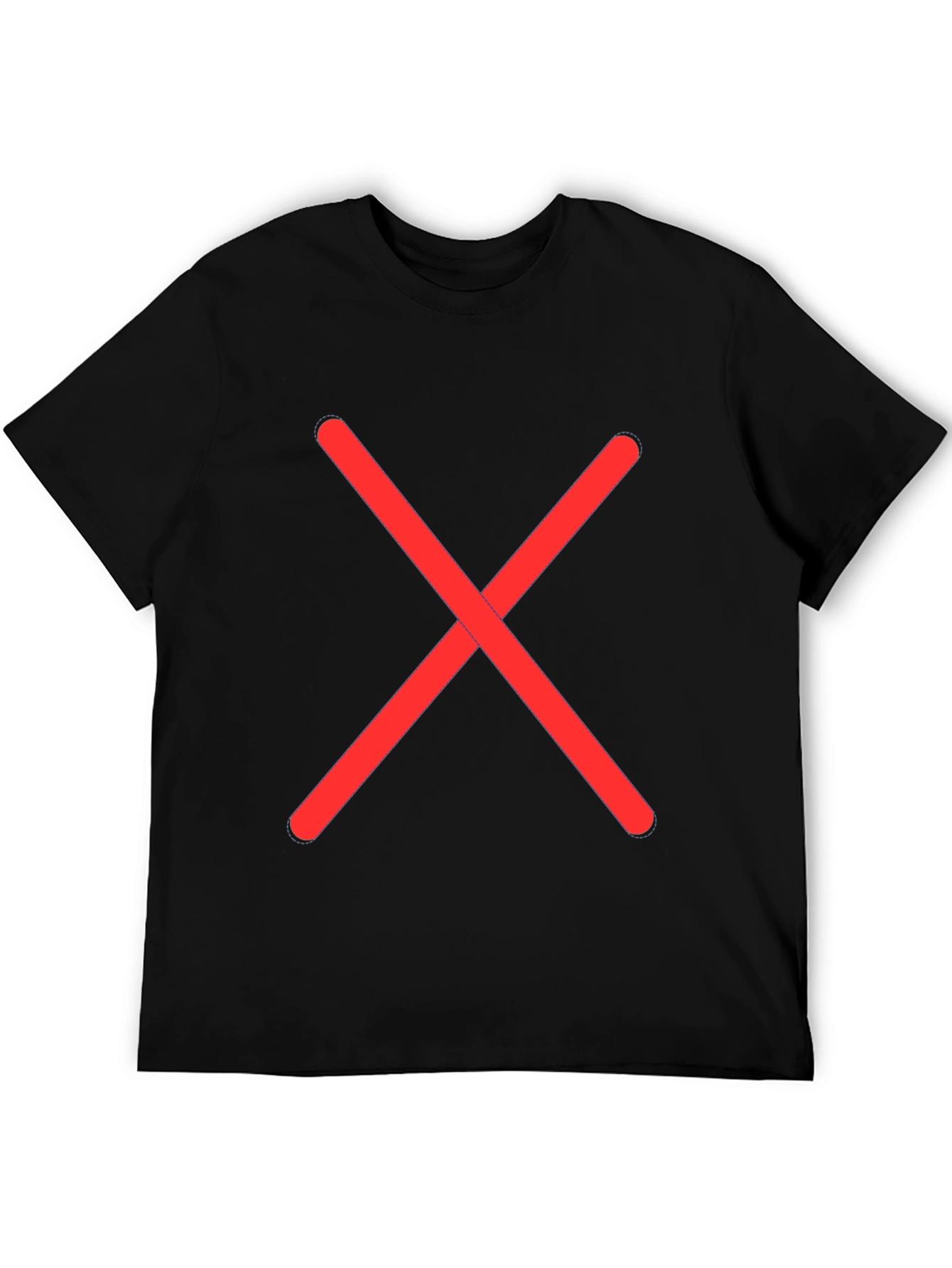 Black Tee with Red X - Casual Style