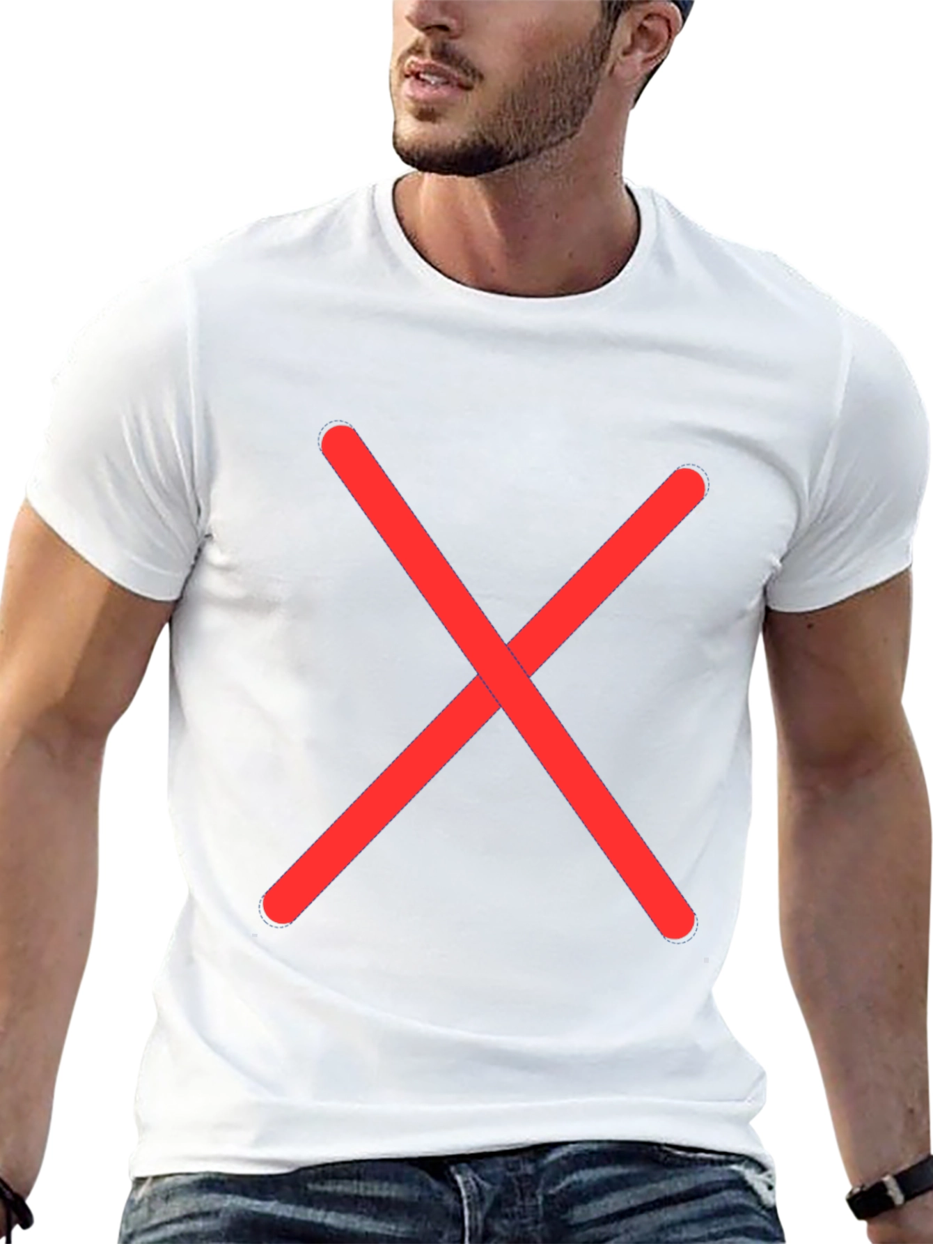 Black Tee with Red X - Casual Style