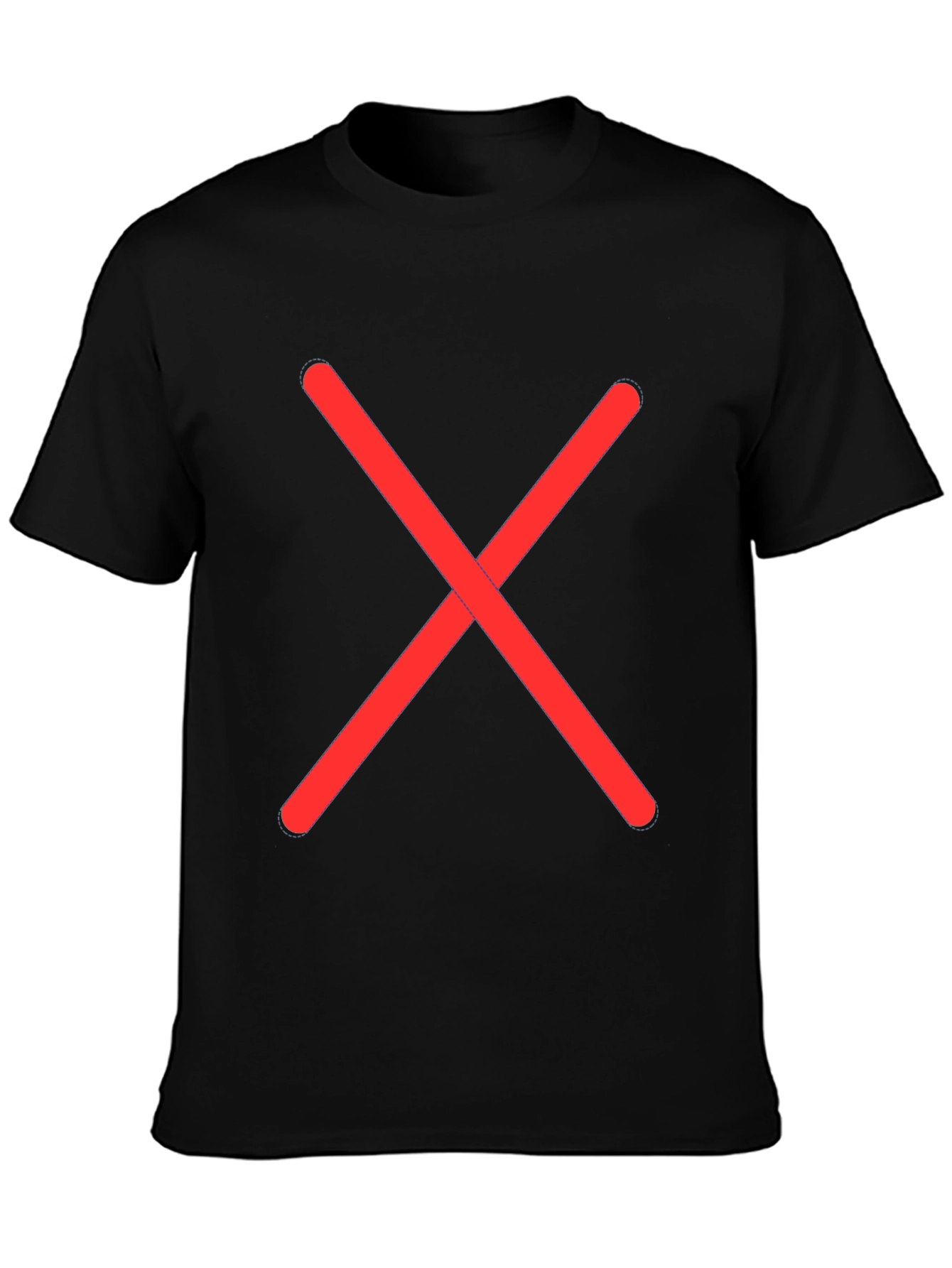 Black Tee with Red X - Casual Style