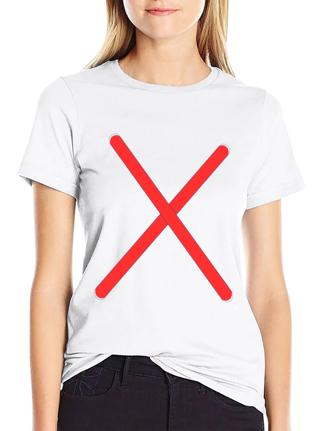Black Tee with Red X - Casual Style