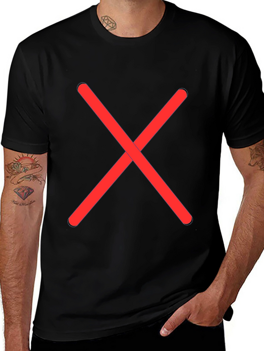 Black Tee with Red X - Casual Style