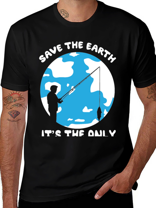 Save the Earth Graphic Tee Fishing Design